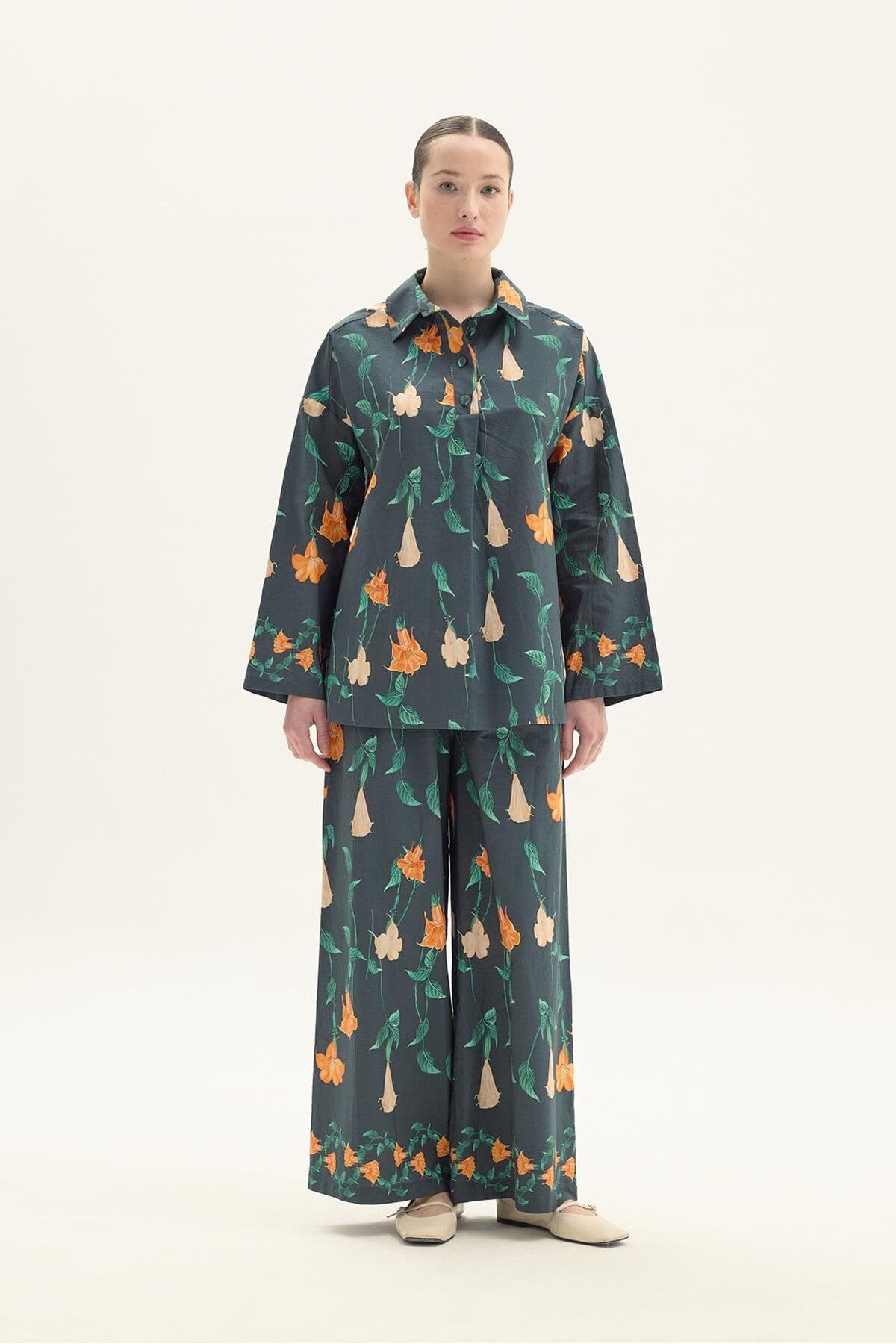 NİQOZZA TRİKO MOLLY COTTON PANTOLONLU TAKIM DESENLİ