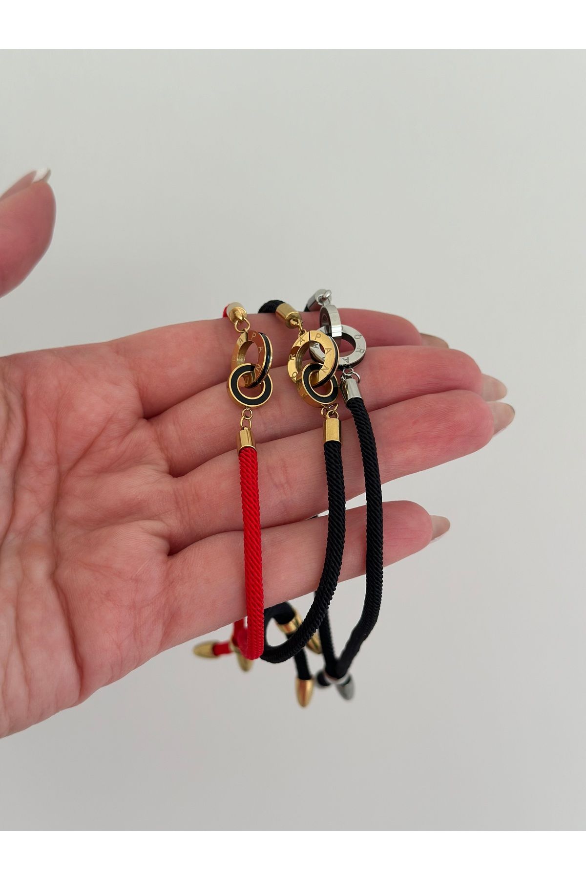 Twinkle Jewellery Çelik İp Bileklik (Siyah ip gümüş logo)