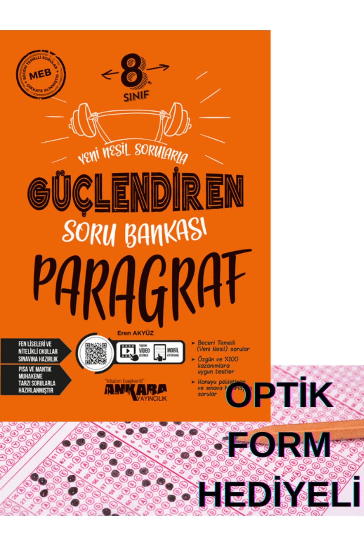 Ankara Yayıncılık 8. Sınıf Paragraf Güçlendiren Soru Bankası Optik Form Hediyeli