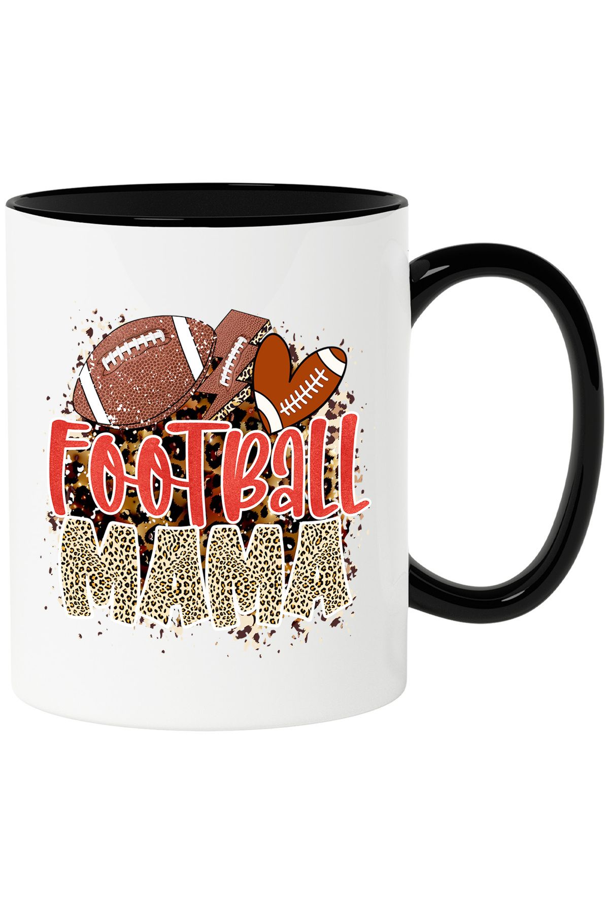 StoryGift Romania Cana Cu Minge De Fotbal American, Fulger Cu Mesajul "football Mama", Ilustratie,, Cu ,stg - One Size