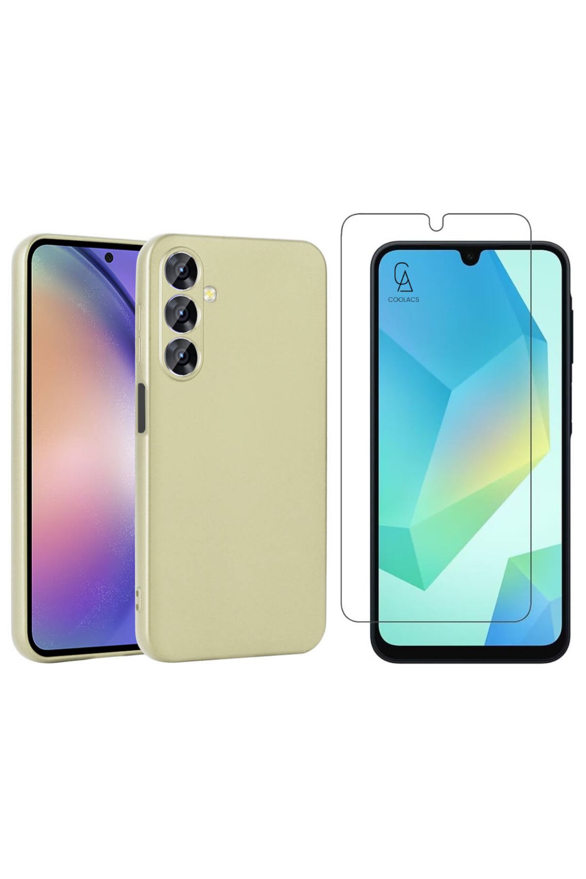 Coolacs Samsung Galaxy A16 ile Uyumlu Kılıf Soft Yumuşak Telefon Kılıfı ve Temperli Cam Ekran Koruyucu