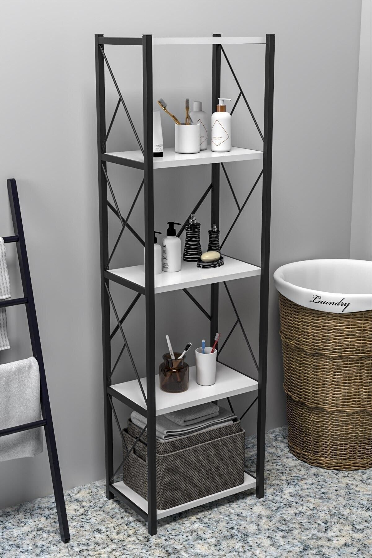 Felixce Banyo Düzenleyici Banyo Dolabı Çok Amaçlı Dolap 5 Katlı Metal Mutfak Düzenleyici