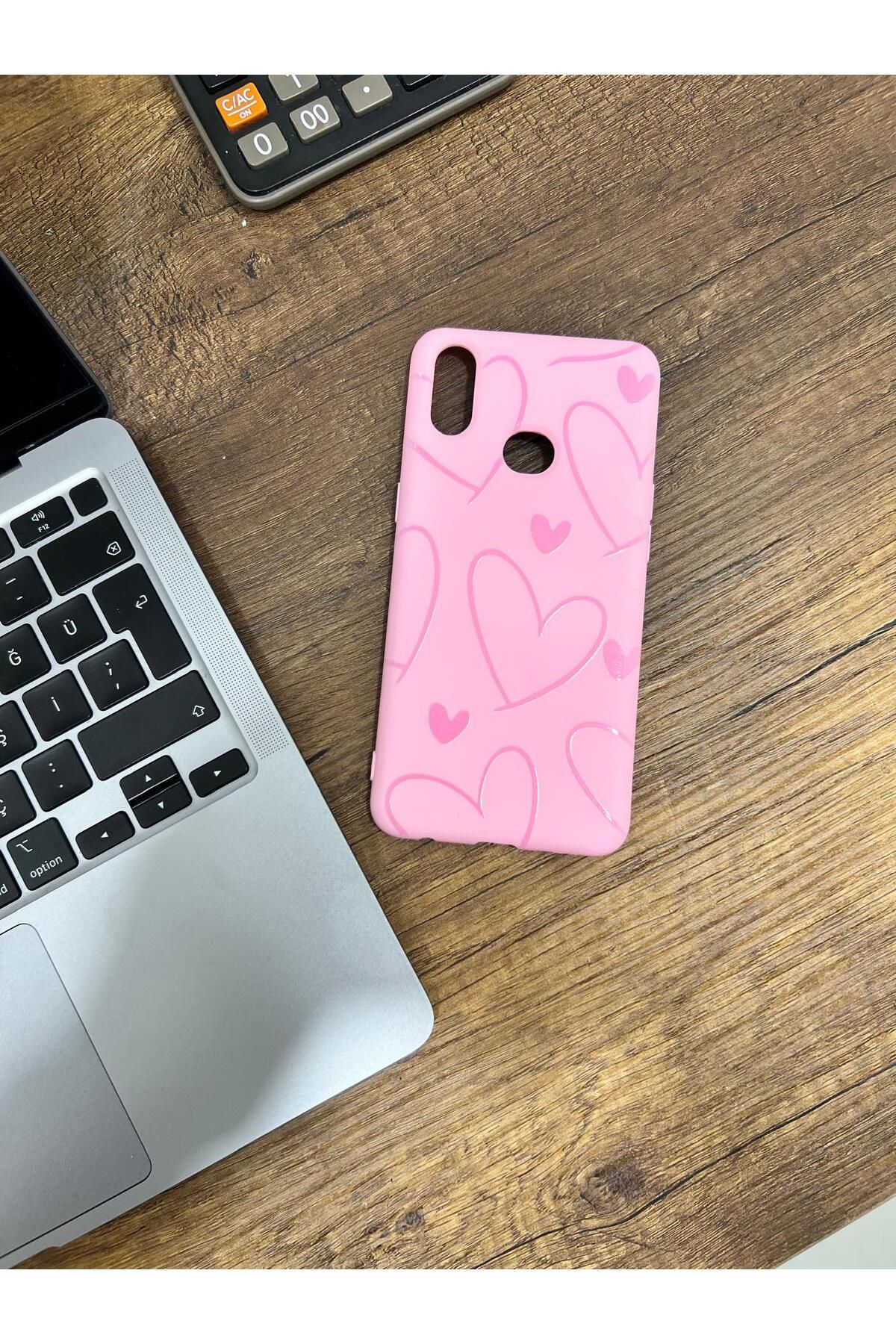 HZR Samsung A10S Kalp Desenli Pembe Silikon Kılıf