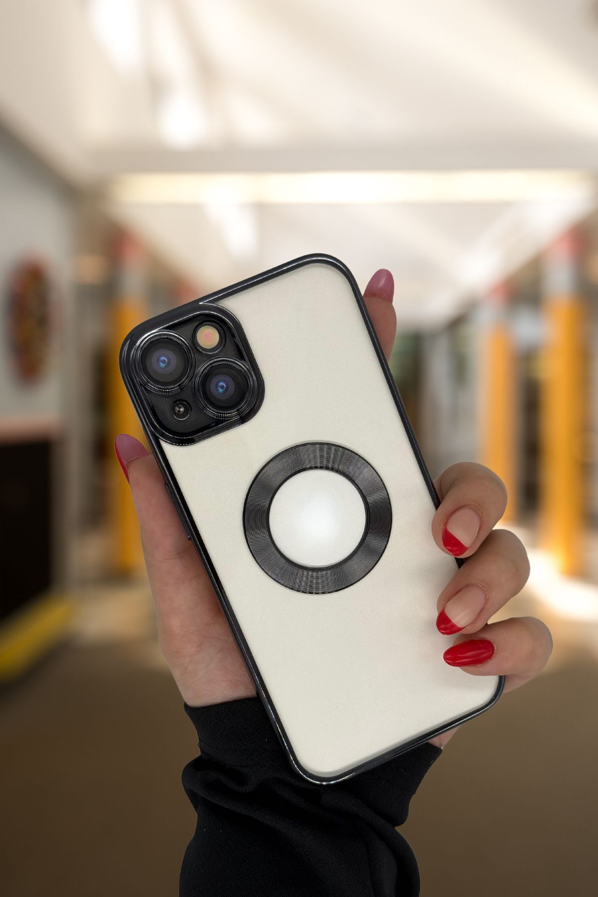 PSGT apple ( Iphone 14 ) Uyumlu Kılıf Logo Yeri Açık Metalik Kılıf Şeffaf Silikon