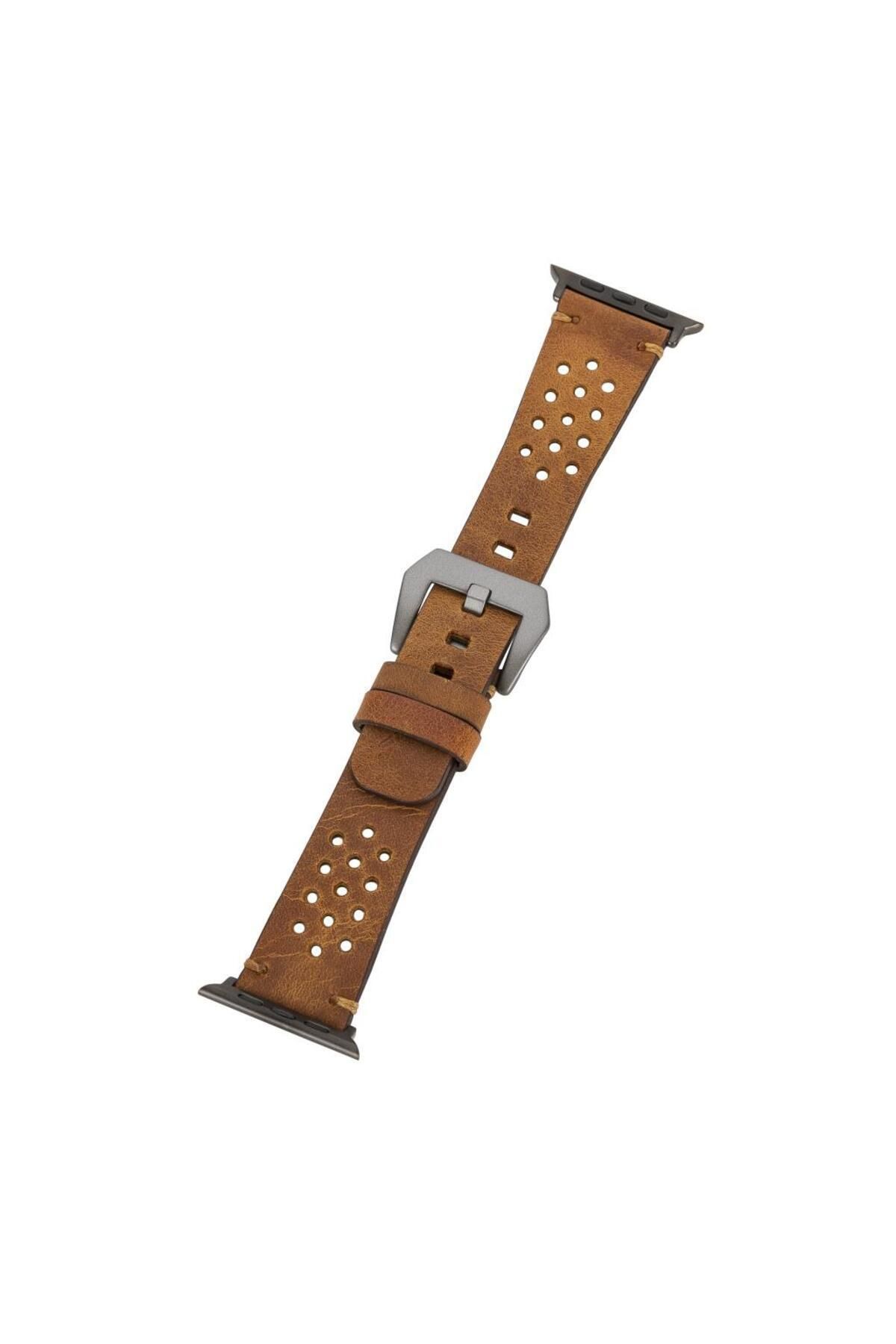 ساعت هوشمند APPLE مچی سازگار چرمی واقعی ورزش دست ساز KORDON 42 44MM TABA bouletta