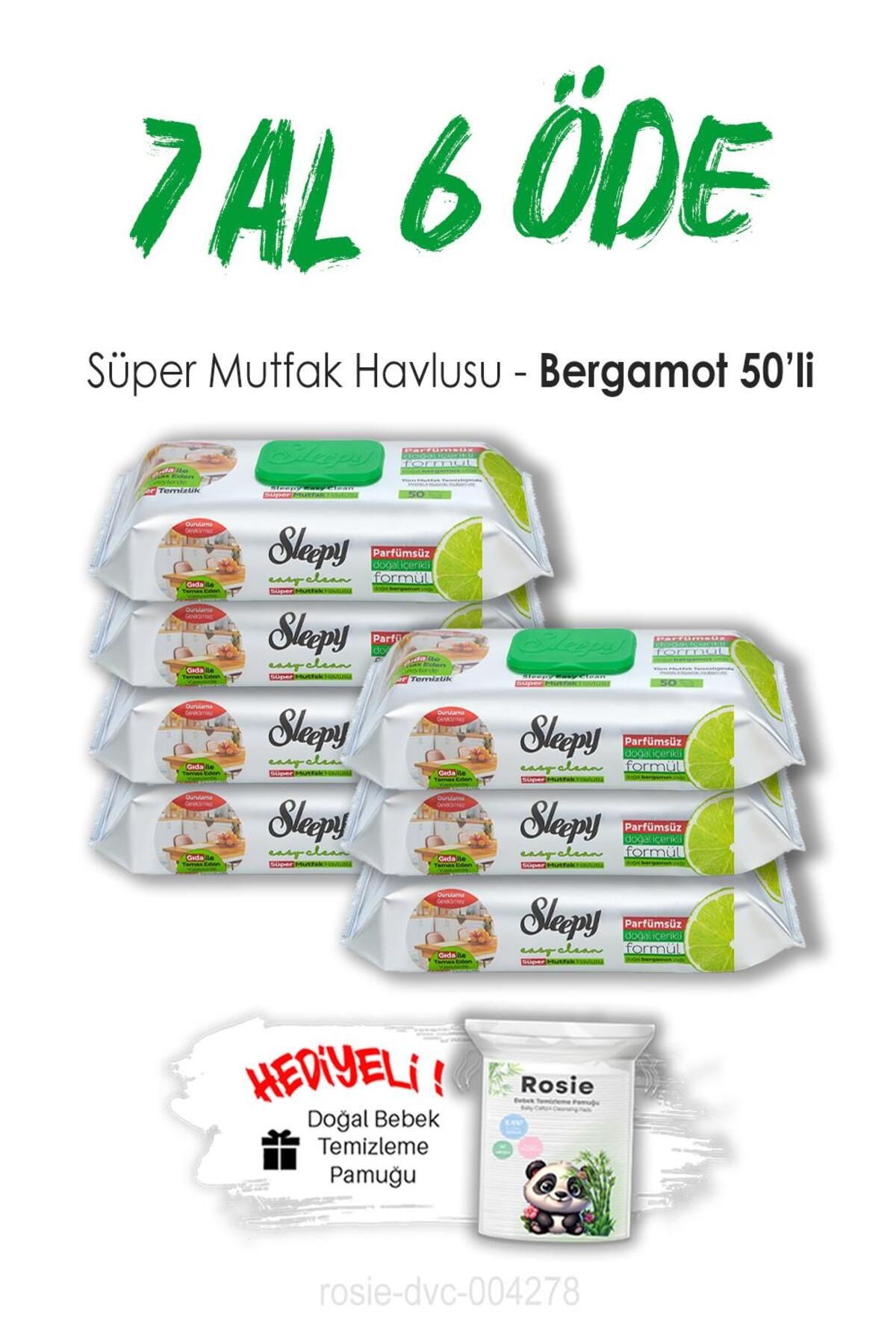 Sleepy 7 AL 6 ÖDE Bergamotlu Süper Mutfak Havlusu 50'li ve ROSIE