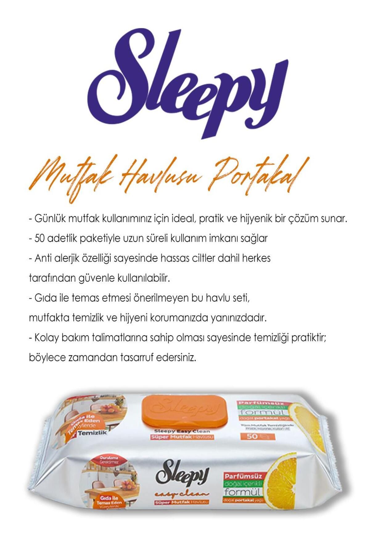 Sleepy 7 AL 6 ÖDE Portakallı Süper Mutfak Havlusu 50'li ve ROSIE