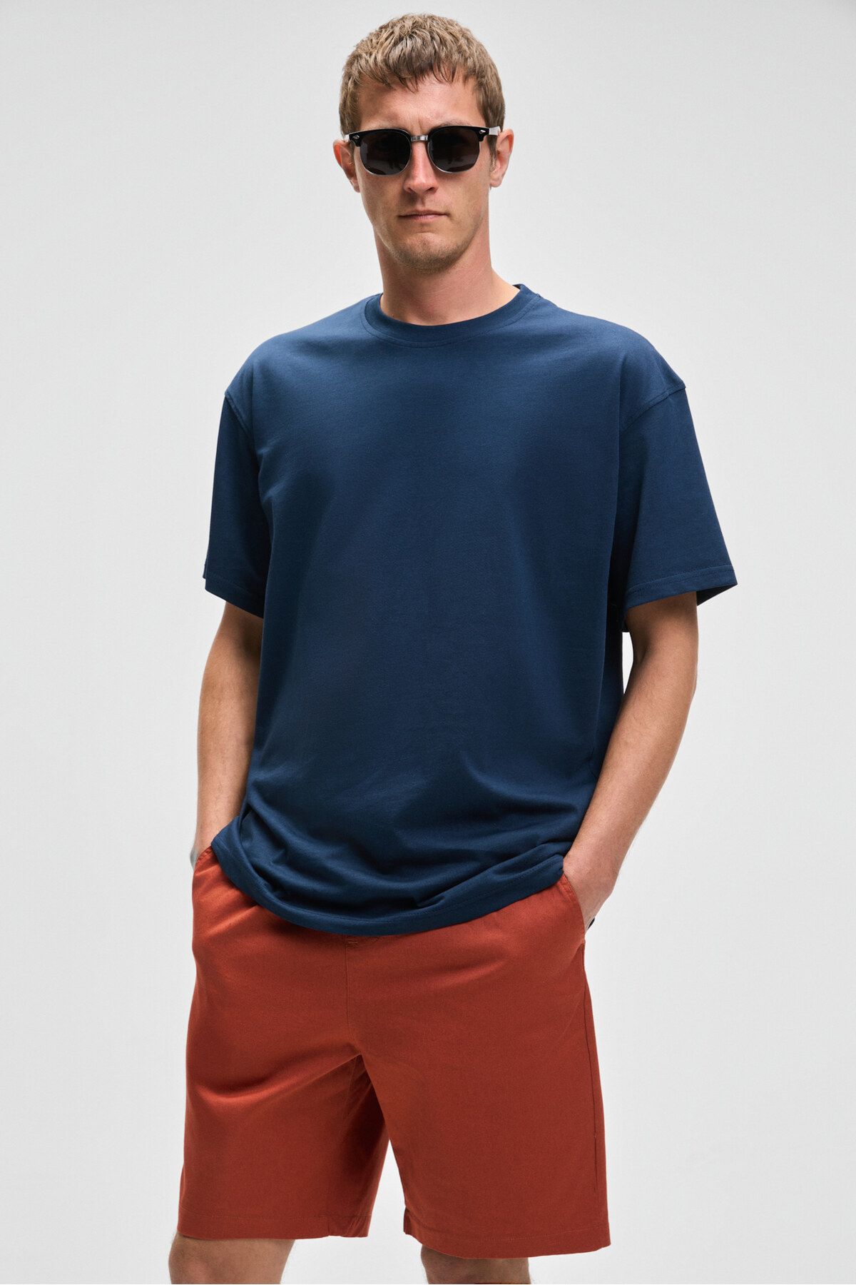 GRIMELANGE-Lasper men's Stretch Fabric side pockets elastic waist Relaxed Fit tile color shorts 5