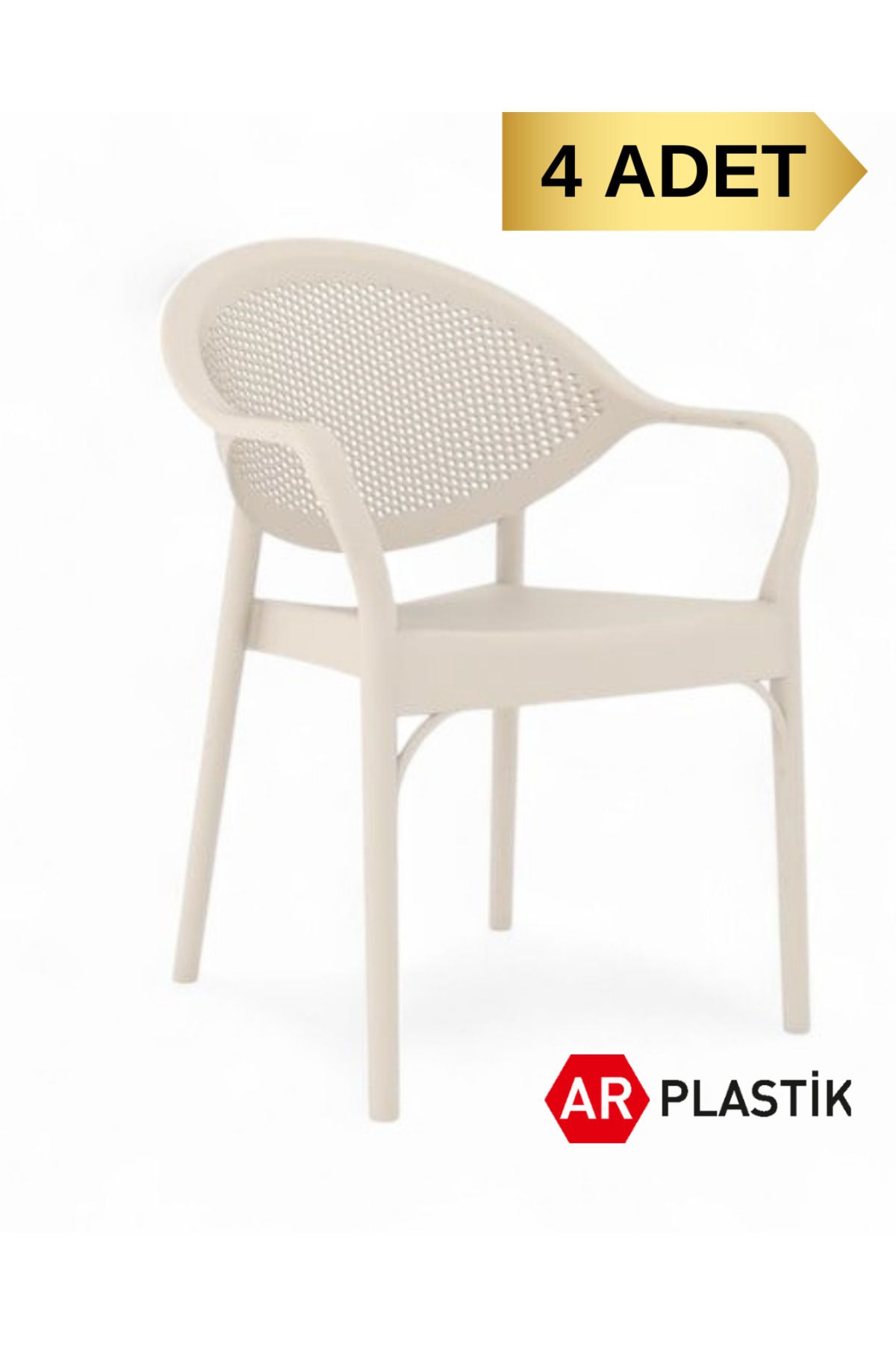AR PLASTİK Moon Bahçe Sandalyesi 4 Adet, Bahçe Koltuğu, Balkon Sandalyesi