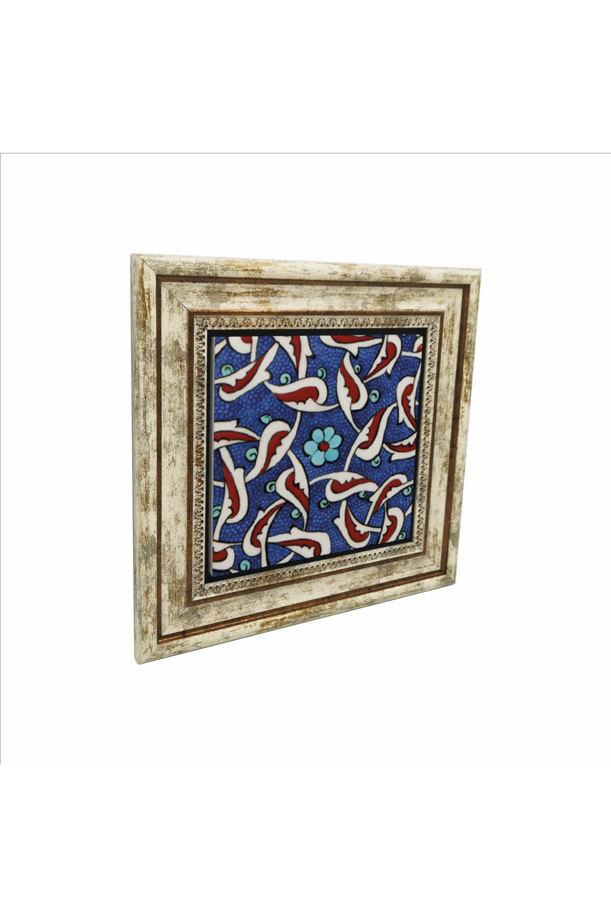 Sadrazam Osmanlı İznik Çini Deseni Baskılı Doğaltaş Tablo (25 X 25 KD-33)