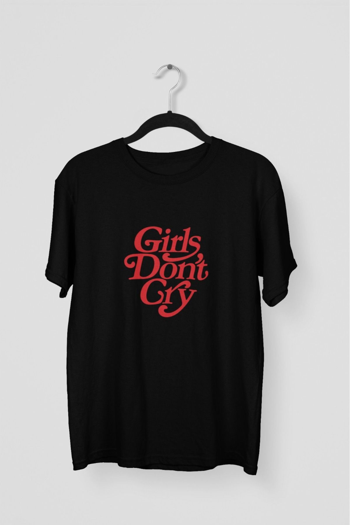 Butik KIZ/KADIN -GIRL DON'T GRY- TRANSFER BASKILI YUVARLAK YAKA KISA KOL TİŞÖRT