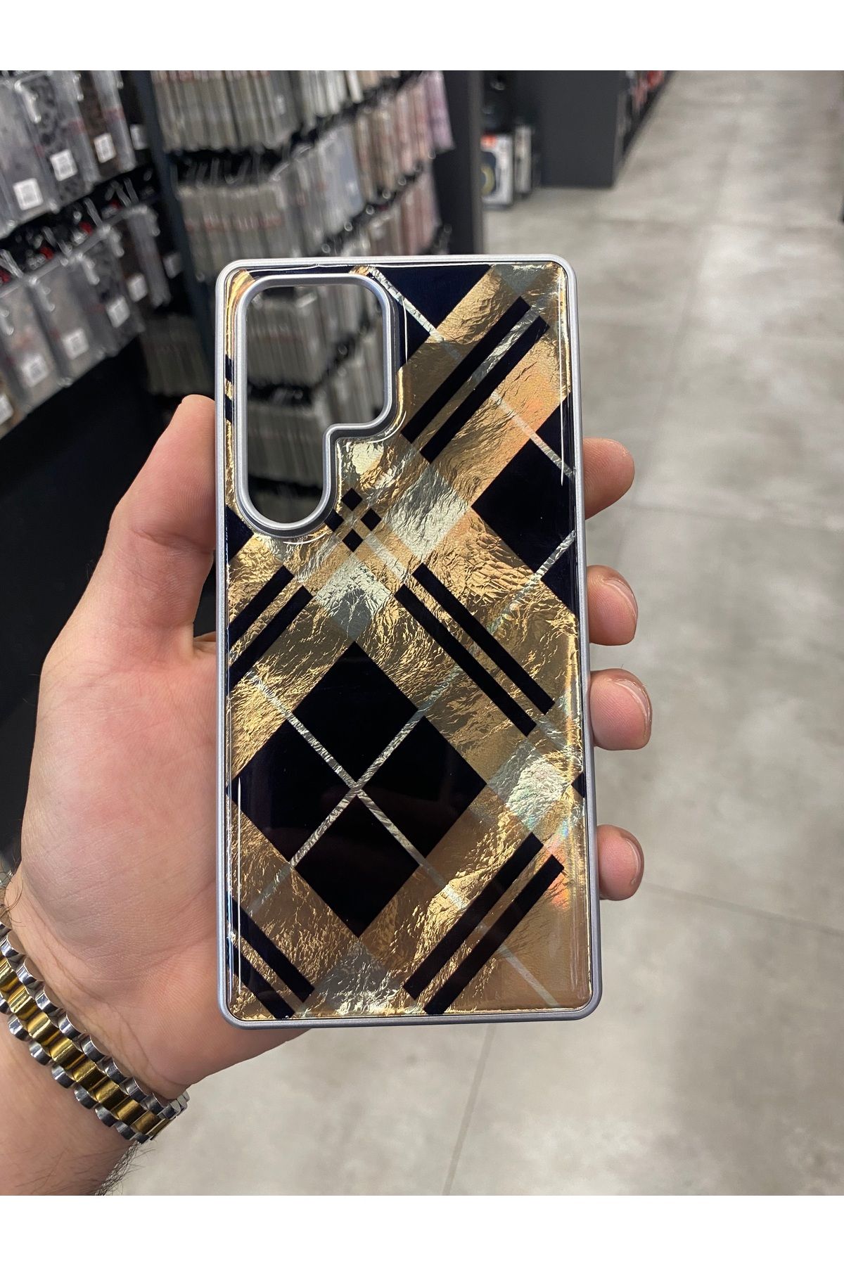 Posso Samsung Galaxy S25 Ultra Kılıf Desenli Kenarlı Silikon Arkası Epoksi Şık Lüx Premium Kapak