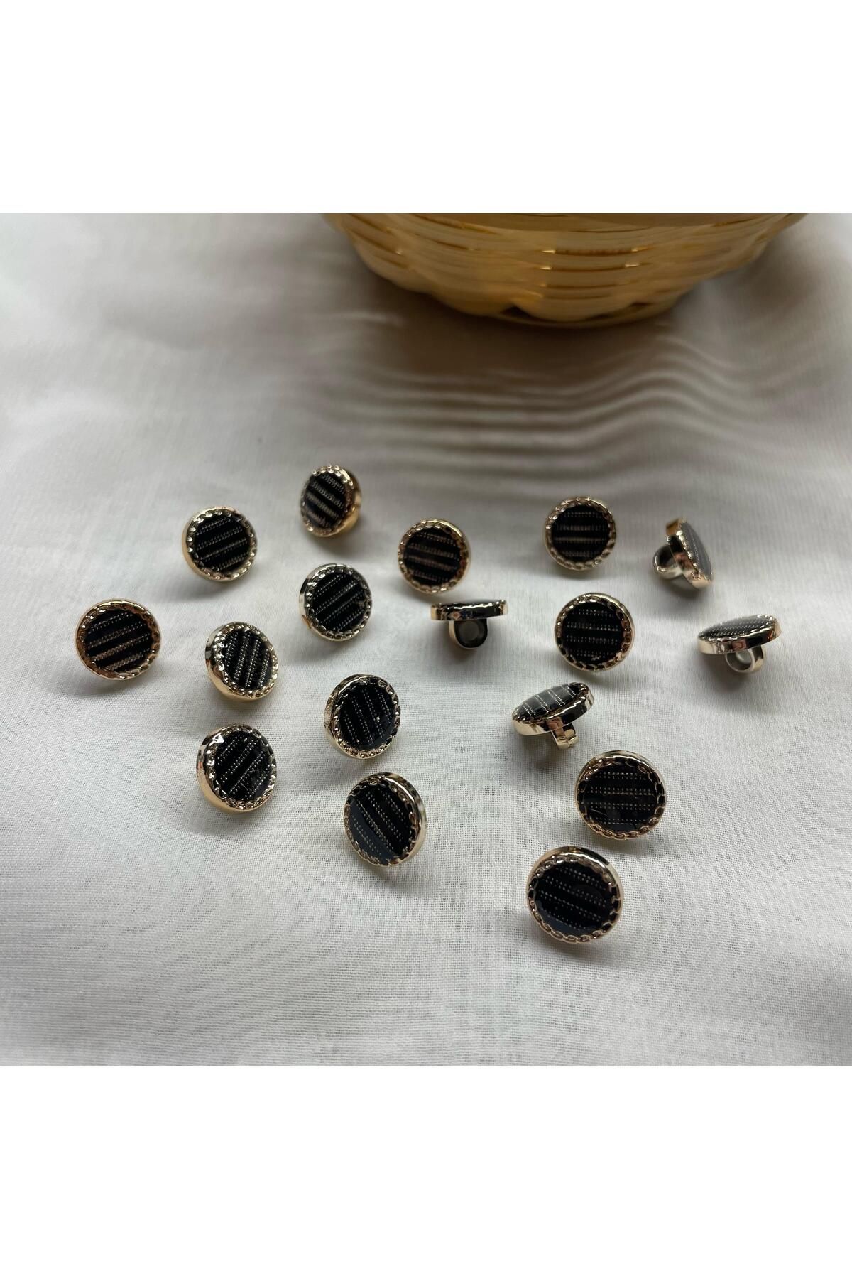 Bukle İplik-Gold Color Bezel Detailed Bow Tie Pattern Plastic Button with Sewing at the Bottom 18" Button (20 Pcs) 4