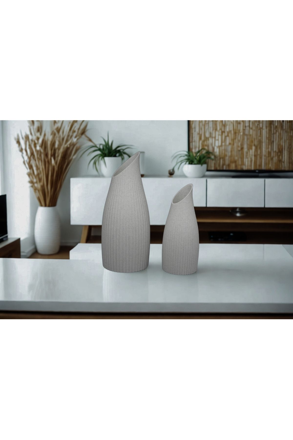 homedekorrs İskandinavya Stili Mermer Yüzeyli 2'li 3D Vazo
