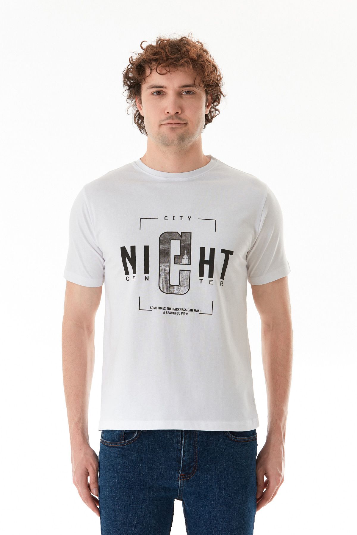 Fulla Moda-Tricou cu decolteu cu imprimeu cu text de noapte 6