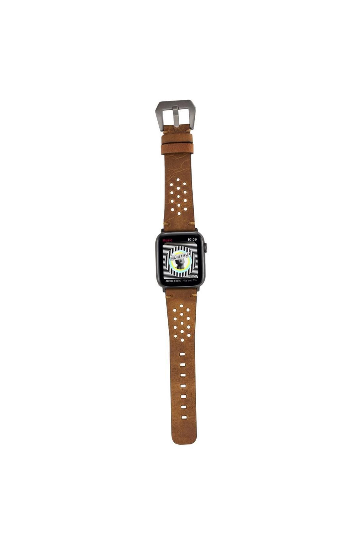 ساعت هوشمند APPLE مچی سازگار چرمی واقعی ورزش دست ساز KORDON 42 44MM TABA bouletta