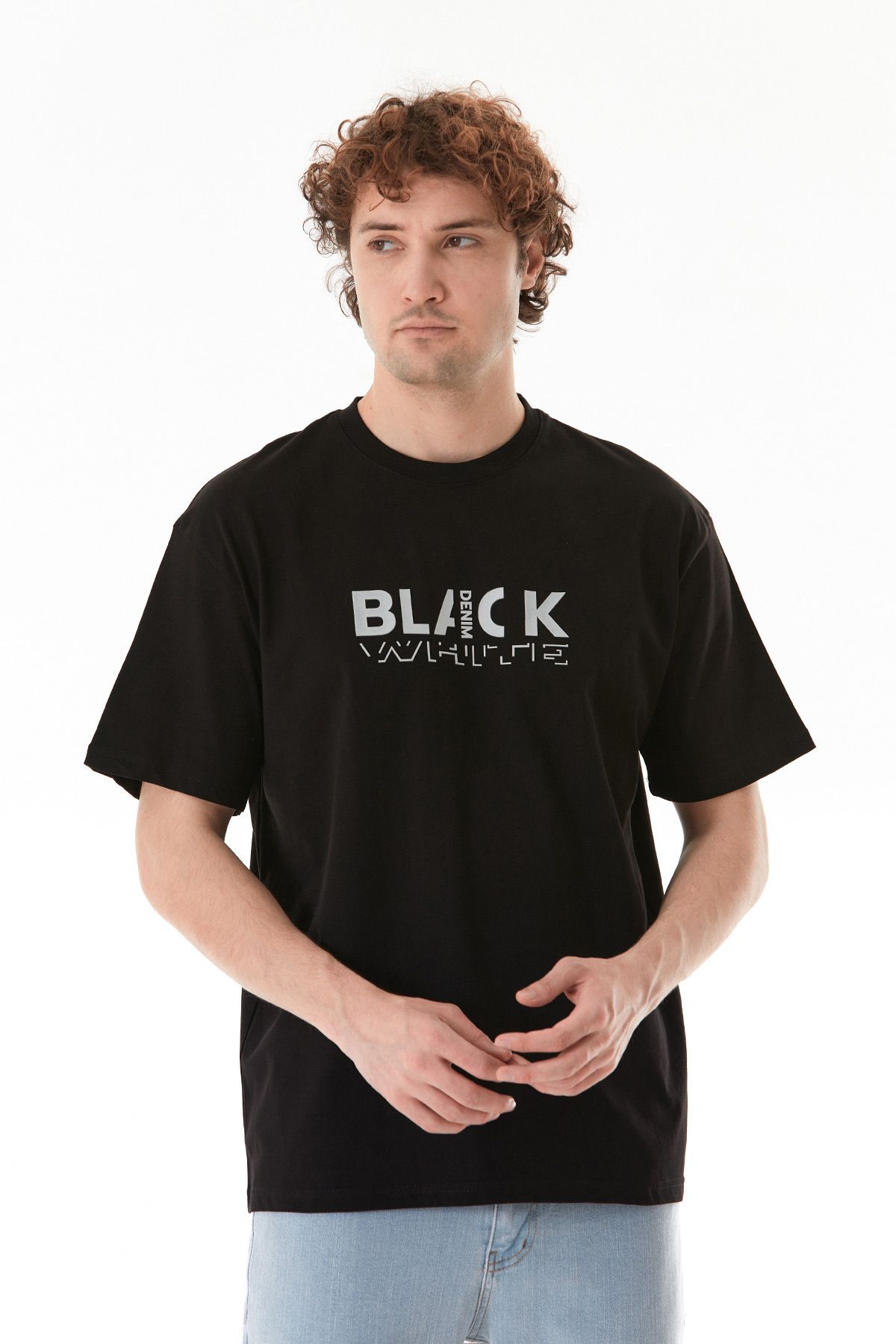 Fulla Moda Black Kabartma Baskılı Tişört
