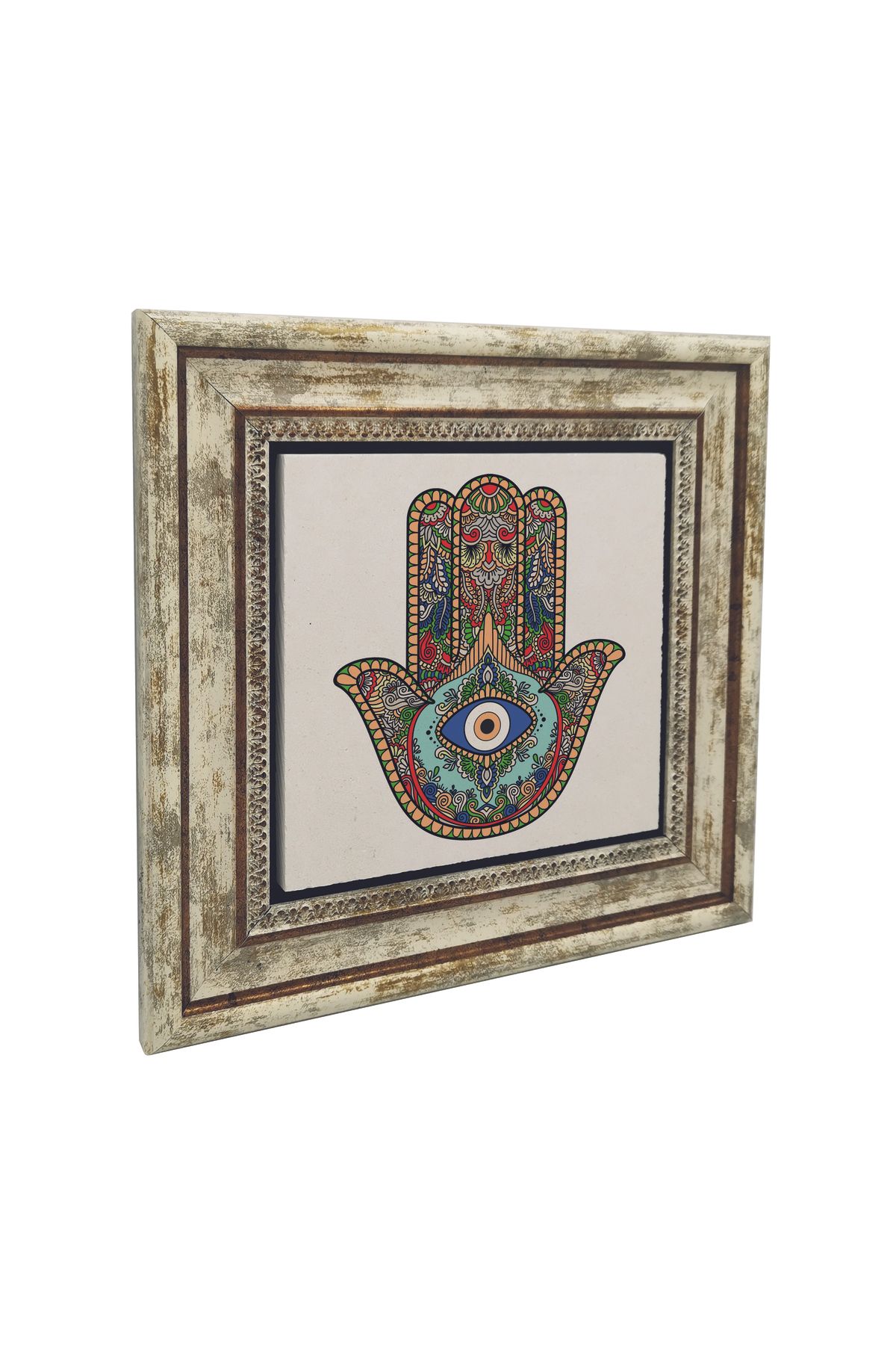 Sadrazam Fatıma’nın Eli (Nazar Boncuklu) Baskılı Doğaltaş Tablo (25 X 25 KD-110)