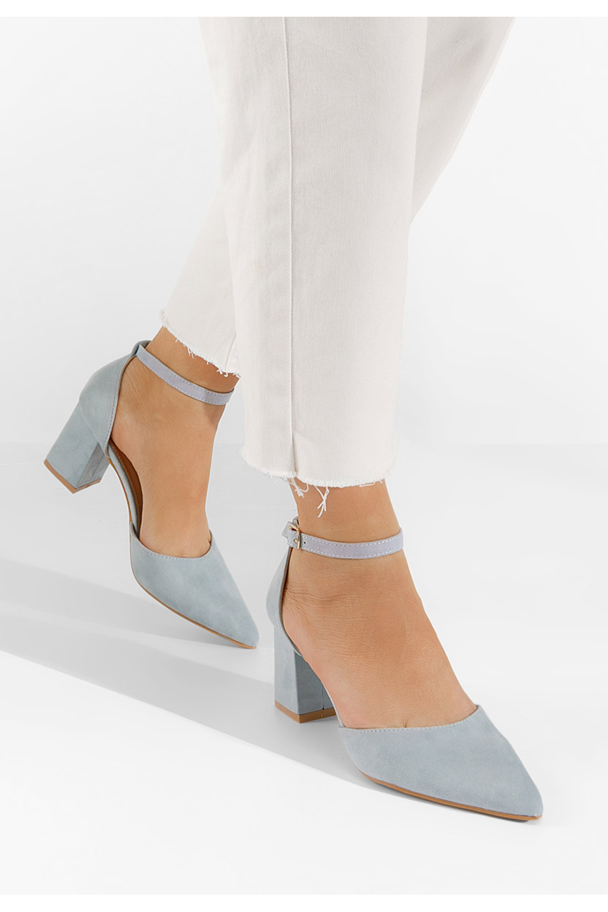 B T Shoes Modré lodičky na hrubom opätku Alivila V2