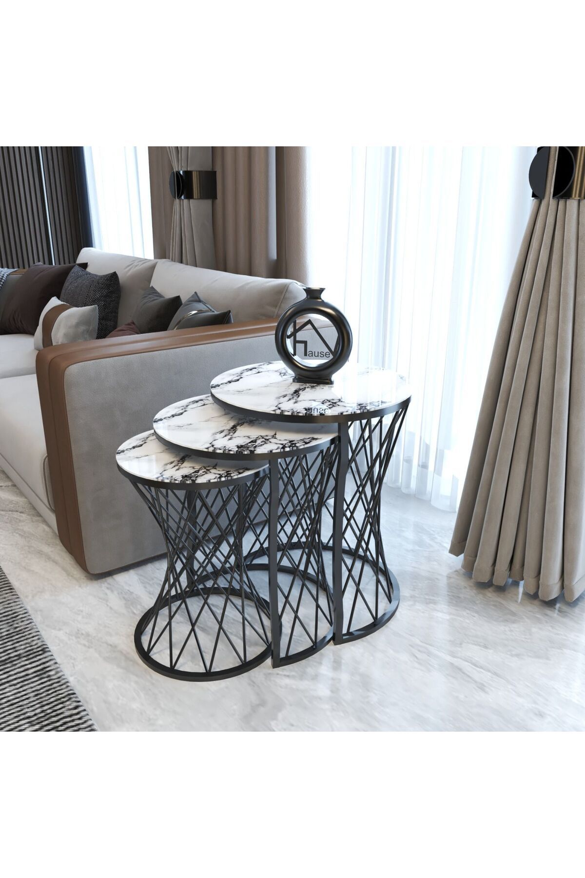 Home SEHPA HASIR ZİGON SEHPA MODERN SİYAH, BEYAZ MERMER