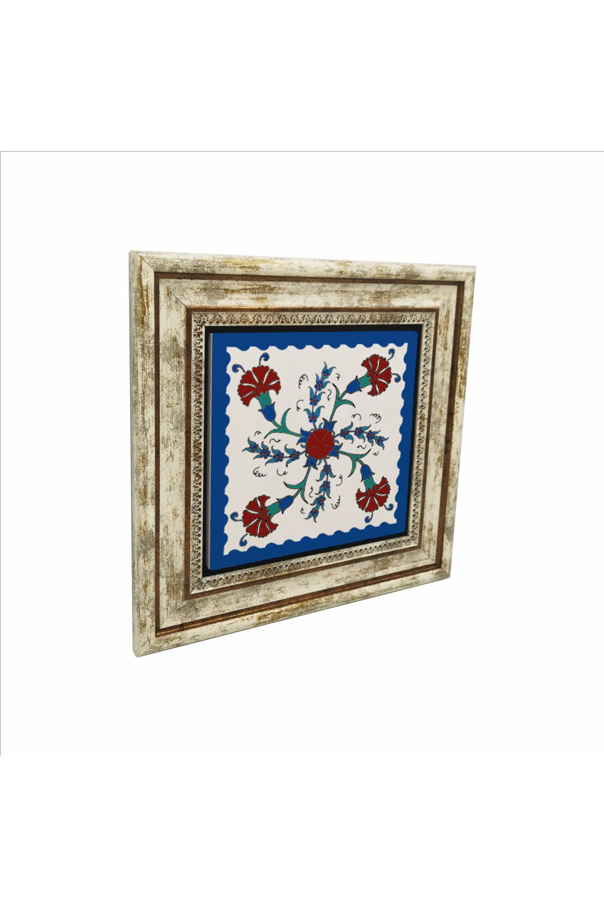 Sadrazam Osmanlı İznik Çini Deseni Baskılı Doğaltaş Tablo (25 X 25 KD-38)