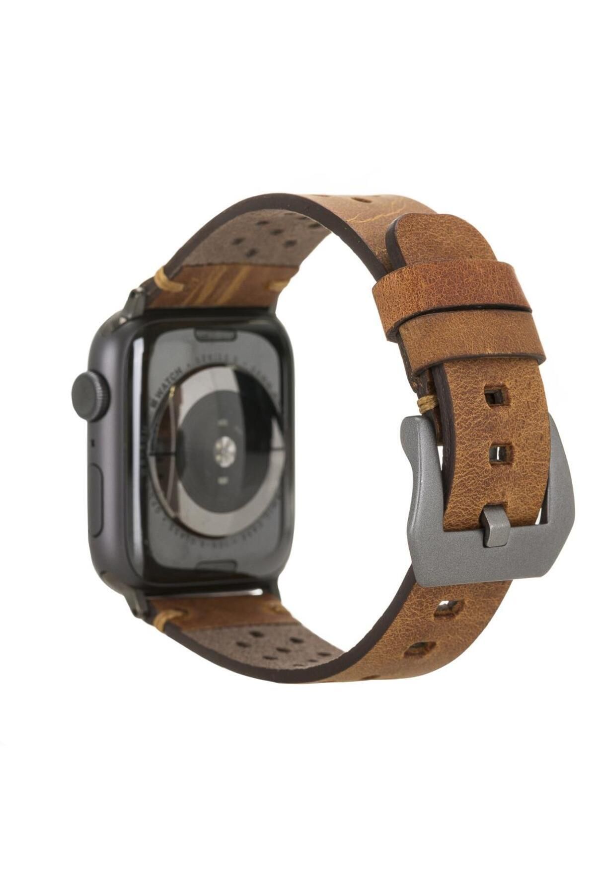ساعت هوشمند APPLE مچی سازگار چرمی واقعی ورزش دست ساز KORDON 42 44MM TABA bouletta