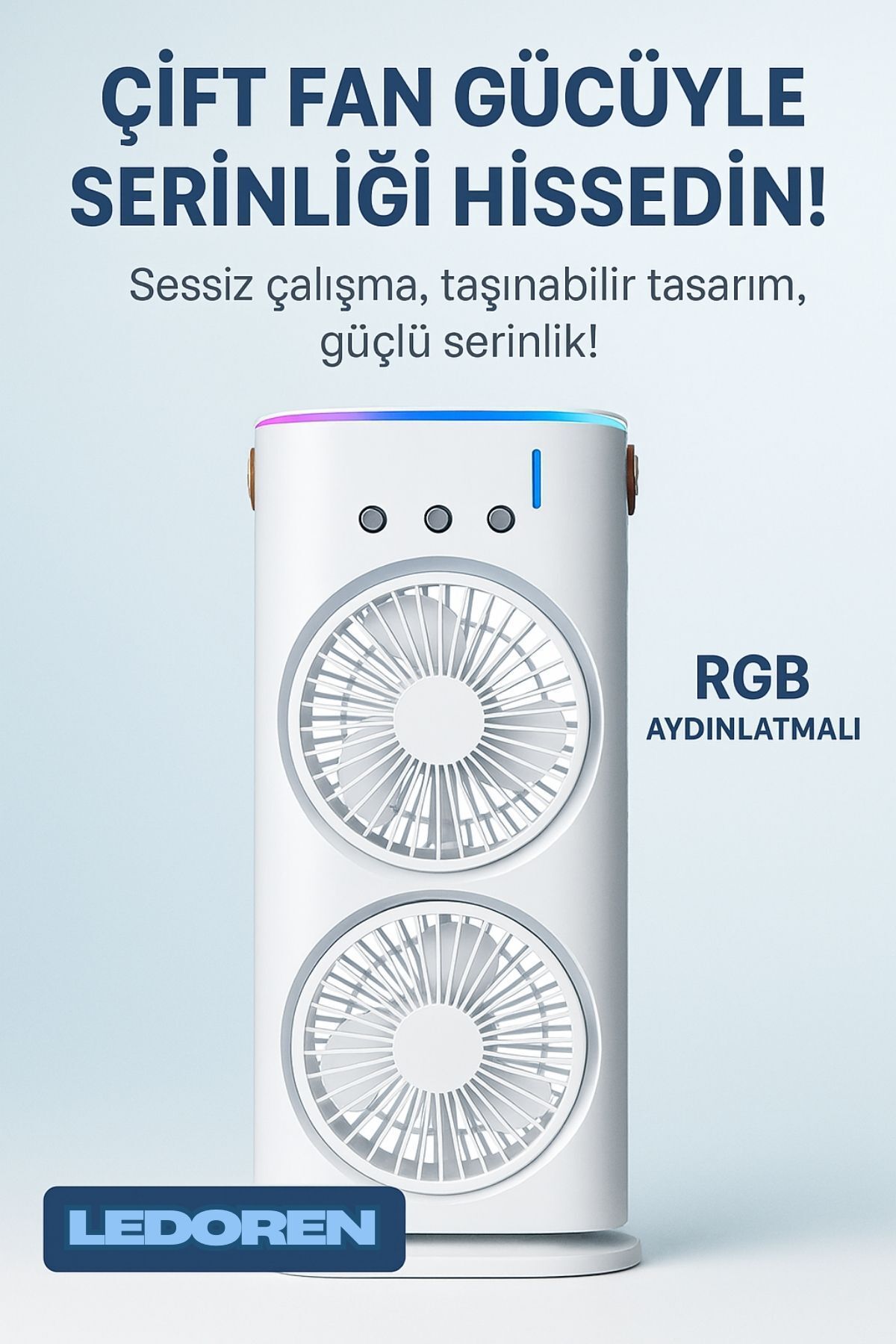 L'eDoren Spreyli Fan çift uçlu sprey su buharlı vantilatör nemlendirici Fan ile LED ışık HAVA SOĞUTUCU