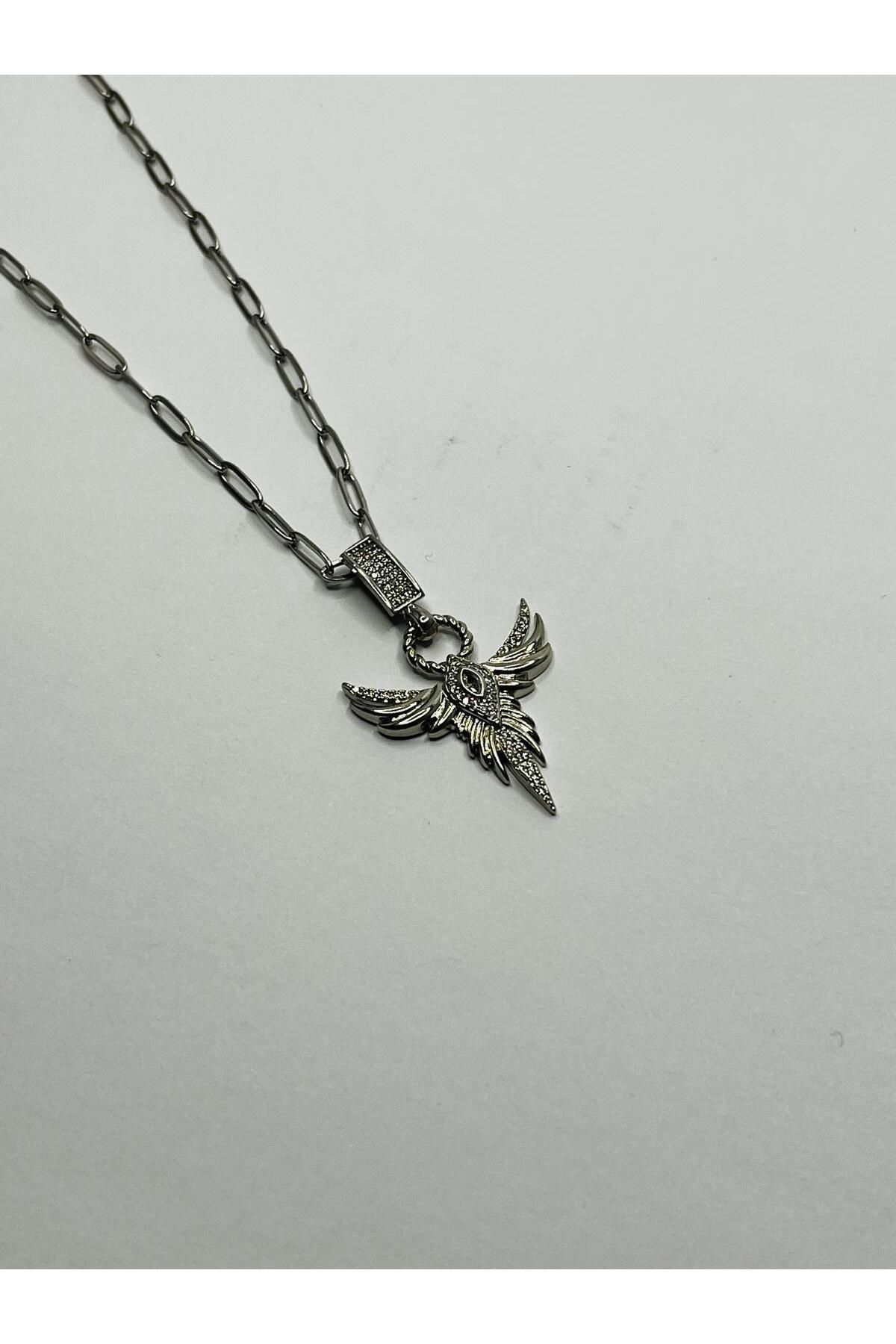 ASİN ACCESSORİES Ataç Zincir Anka Kolye - Çelik Kolye
