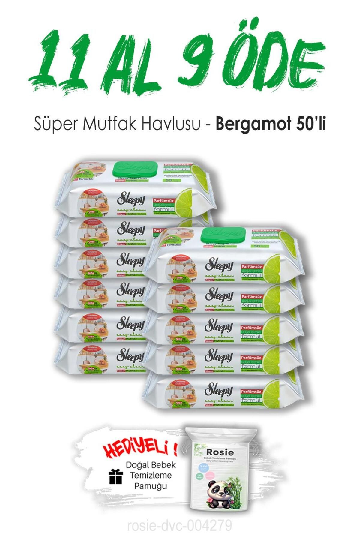 Sleepy 11 AL 9 ÖDE Sleepy Bergamotlu Süper Mutfak Havlusu 50'li ve ROSIE