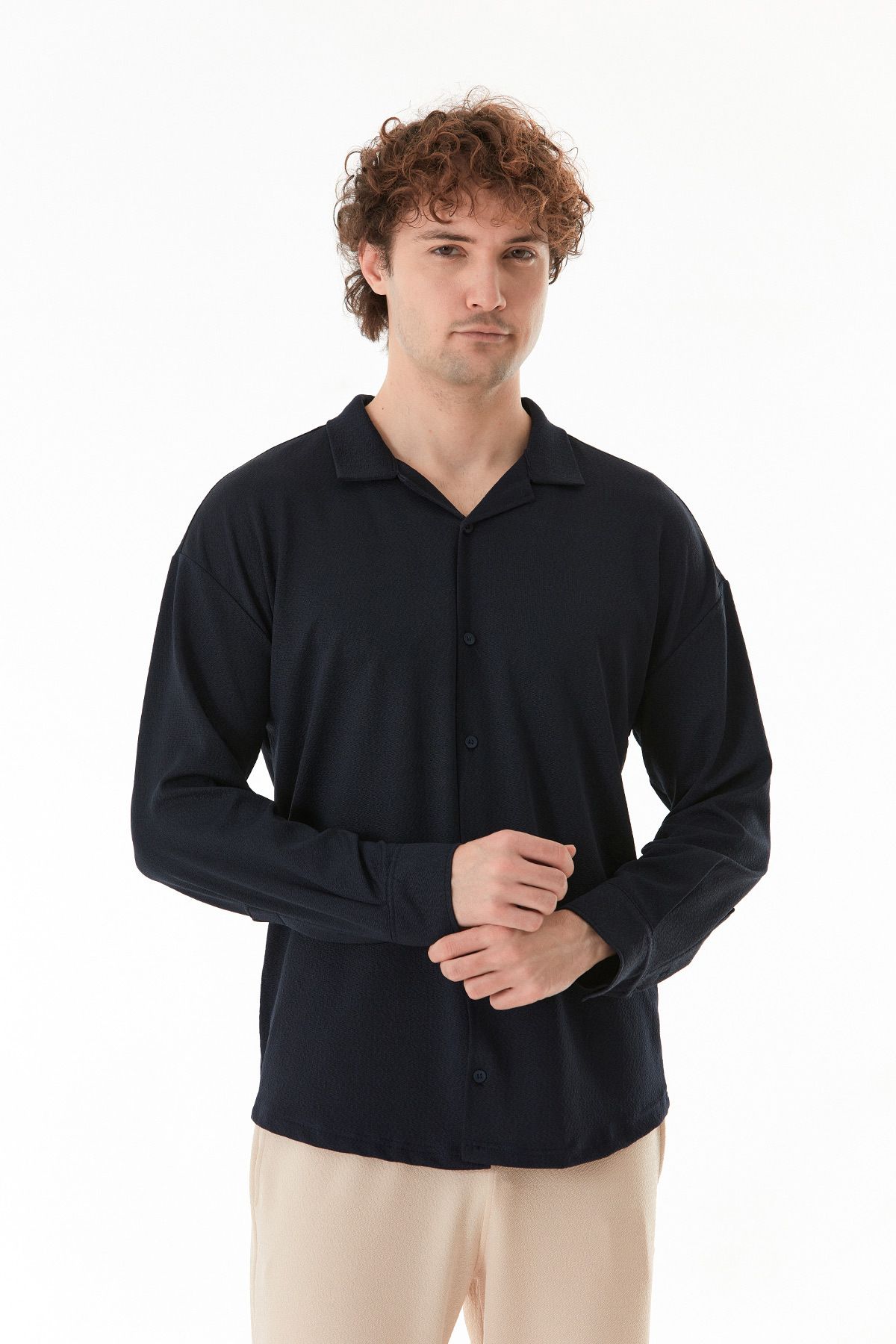 Fulla Moda Basic Düğmeli Likralı Gömlek
