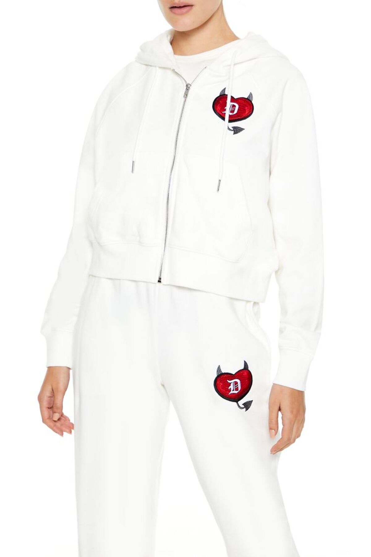 Forever 21 Kalp Nakışlı Kapüşonlu Sweatshirt