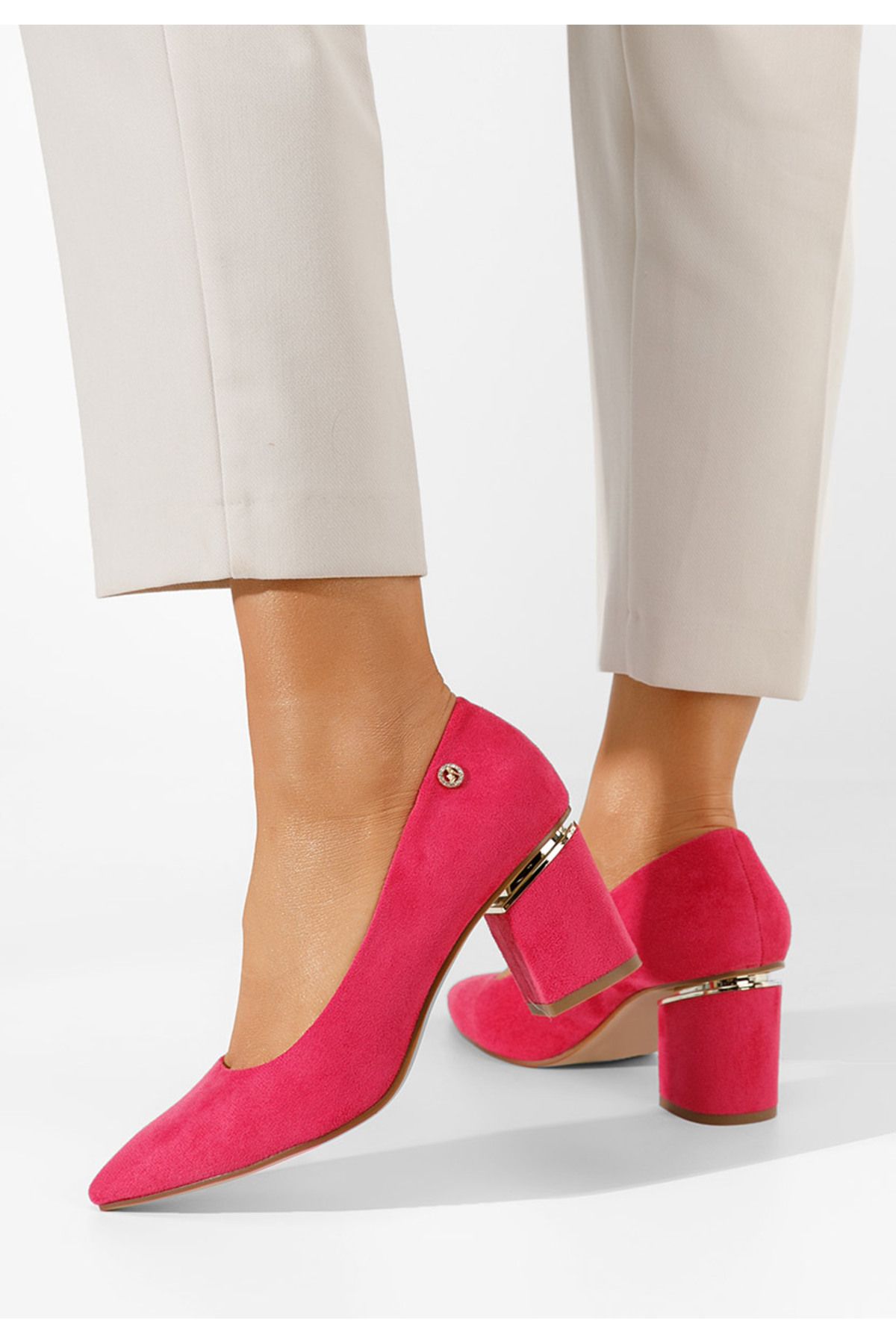 B T Shoes-Nelia V2 B Fuchsia Elegant Chunky Heel Shoes 1