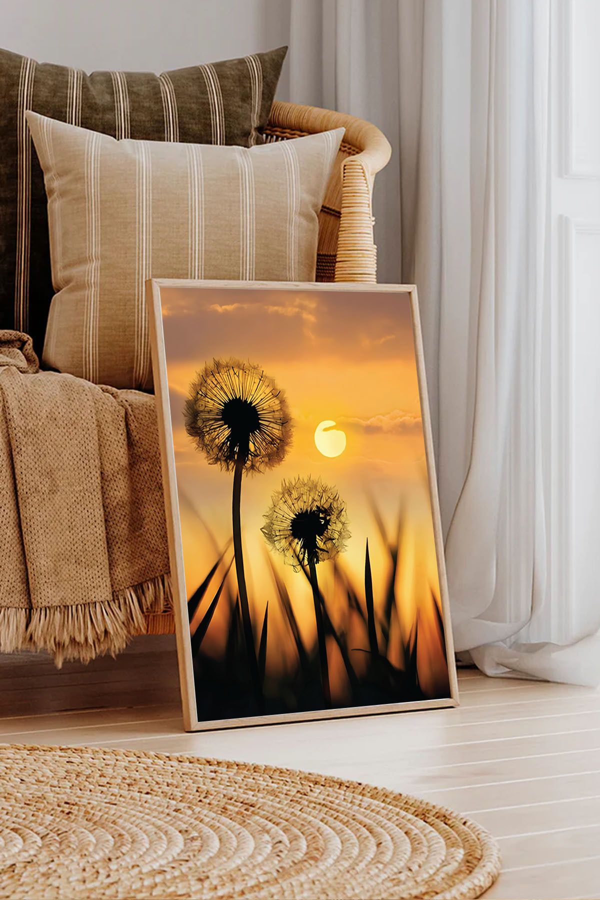 Dekorsiahome Tek Parça Ahşap Çerçeveli Oturma Odası Salon Mutfak Tablo TK0502