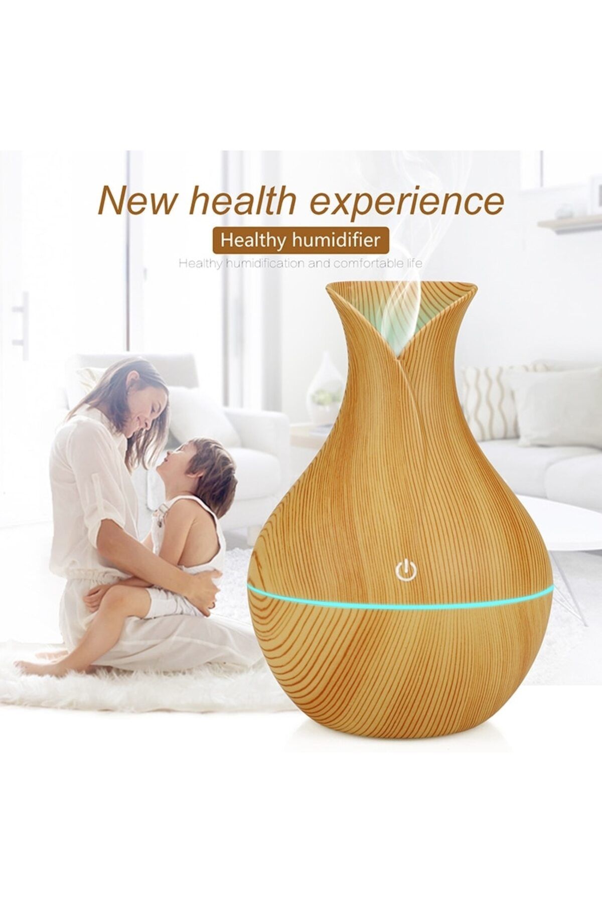 MACVI-Macvi® Aromatherapy Diffuser with Humidifier, ultrasonic, touch button, beige, 7-color LED, 130 ml 5