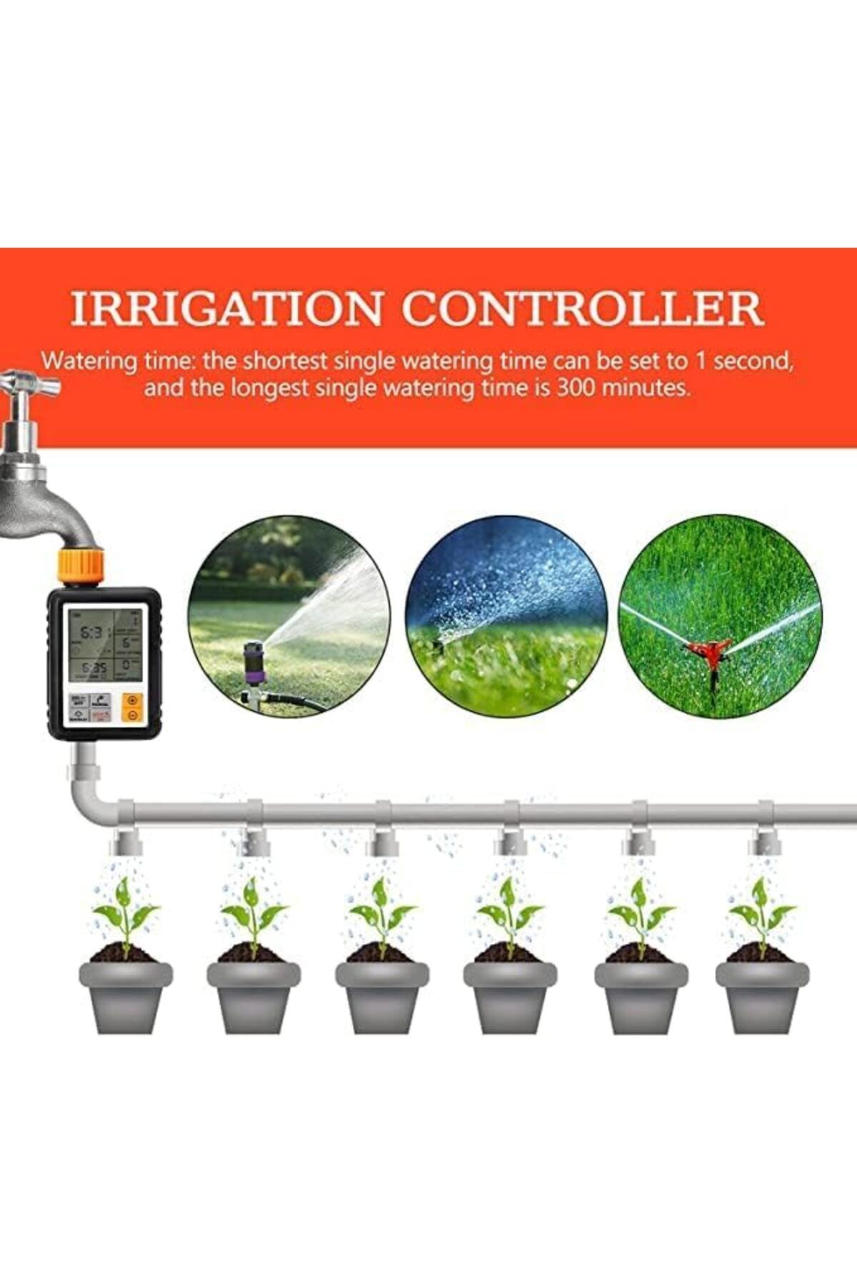 Egardenkart-Outdoor Watering Timer Automatic watering timer Large Screen Multifunctional Timing Wate 8