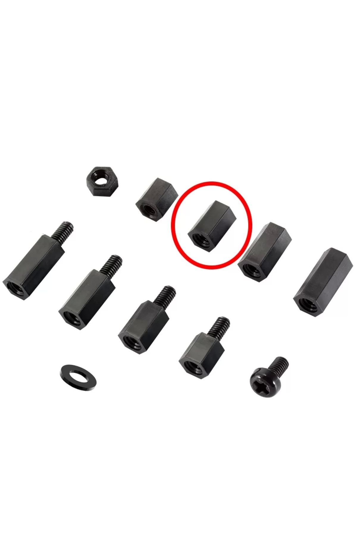 TIEE M3 x 8mm Plastik Aralayıcı Distans (SiYAH) Dişi - Dişi M3*8+6mm