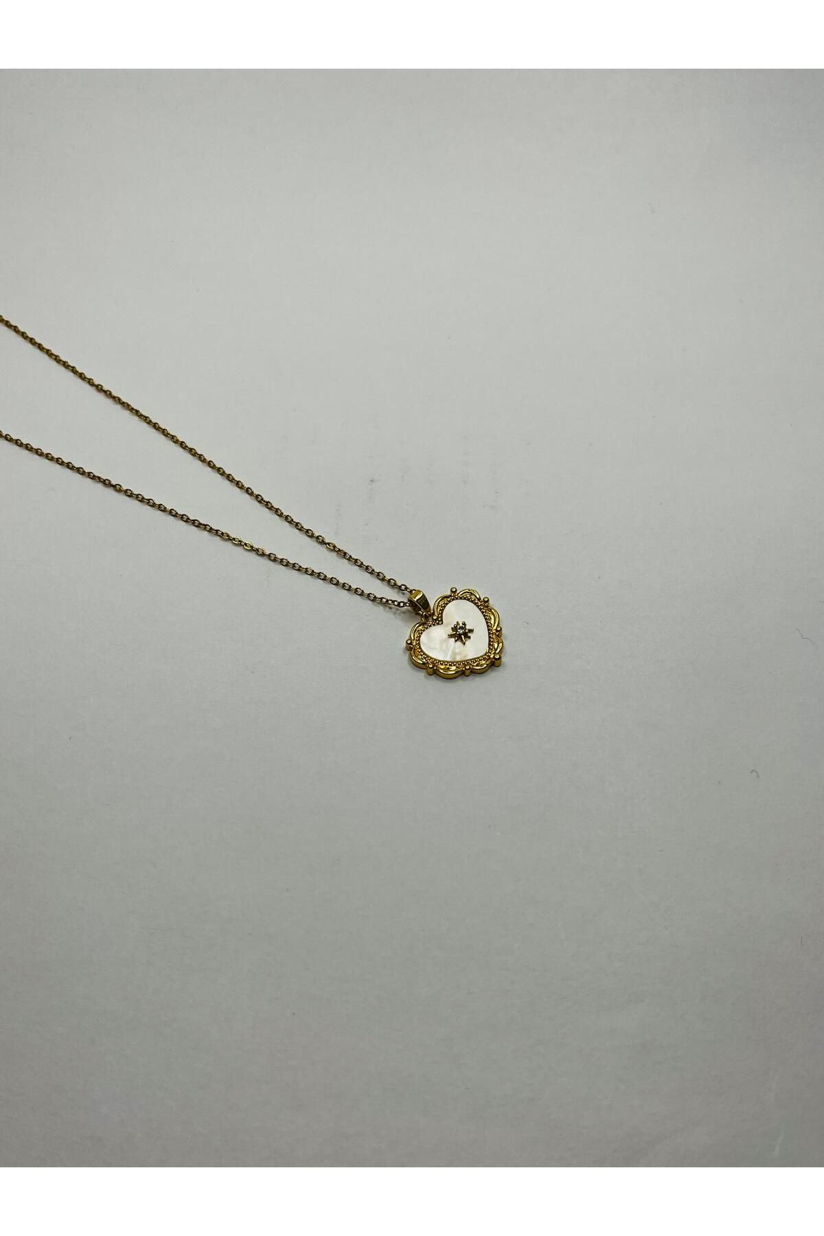 ASİN ACCESSORİES Vintage Kalp Kolye - Çelik Kolye