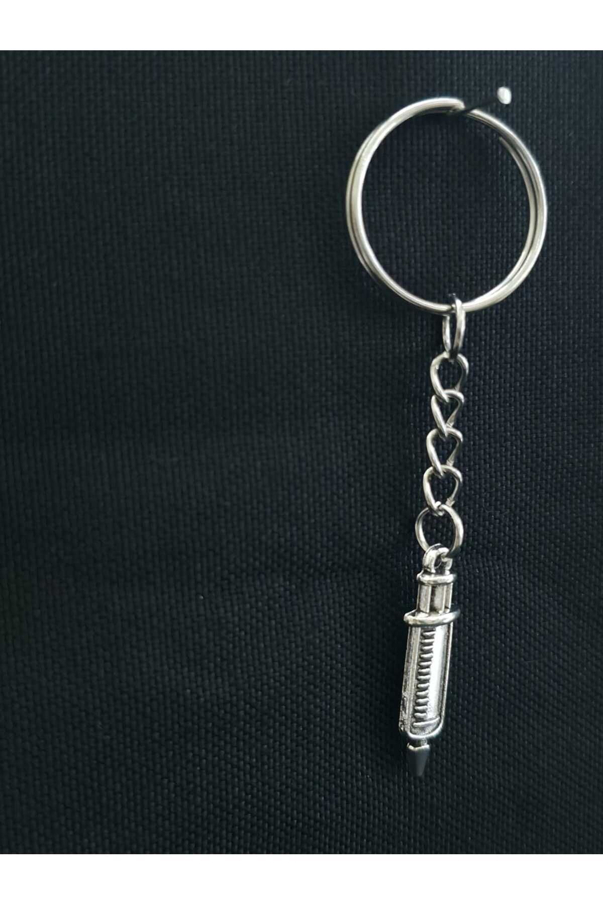 sarıyer silver-Needle Syringe Model Doctor Nurse Occupation Themed Health Care Stylish Style Steel Keychain 3