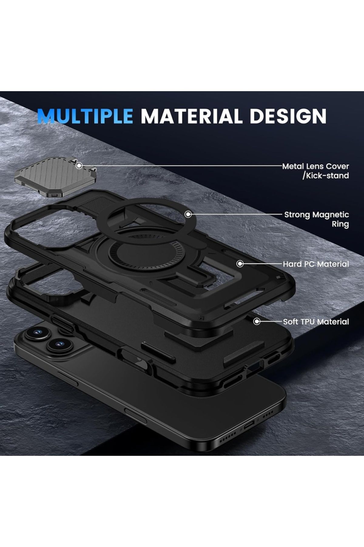 SKYDDAR INNOVATION-Case for iPhone 15 Pro Max, CamVault MagSafe with Camera Protection, sticker set, Black 6