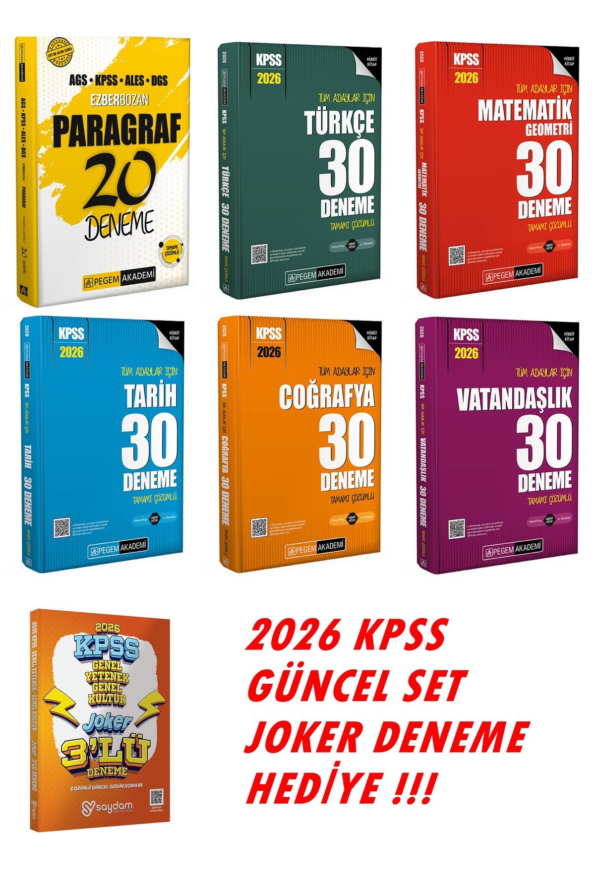 Pegem Akademi Yayıncılık KPSS 2026 ÖN LİSANS PEGEM PARAGRAF + ÇÖZÜMLÜ KAZANDIRAN DENEME SETİ (GNY-GNK)