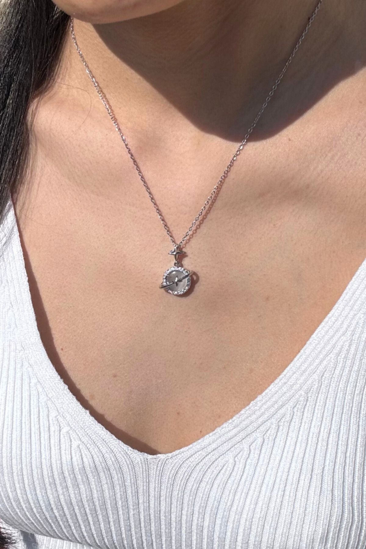 Kairon Accessories Paslanmaz Çelik Pinterest Tarz Gezegen Yıldız Kadın Kolye