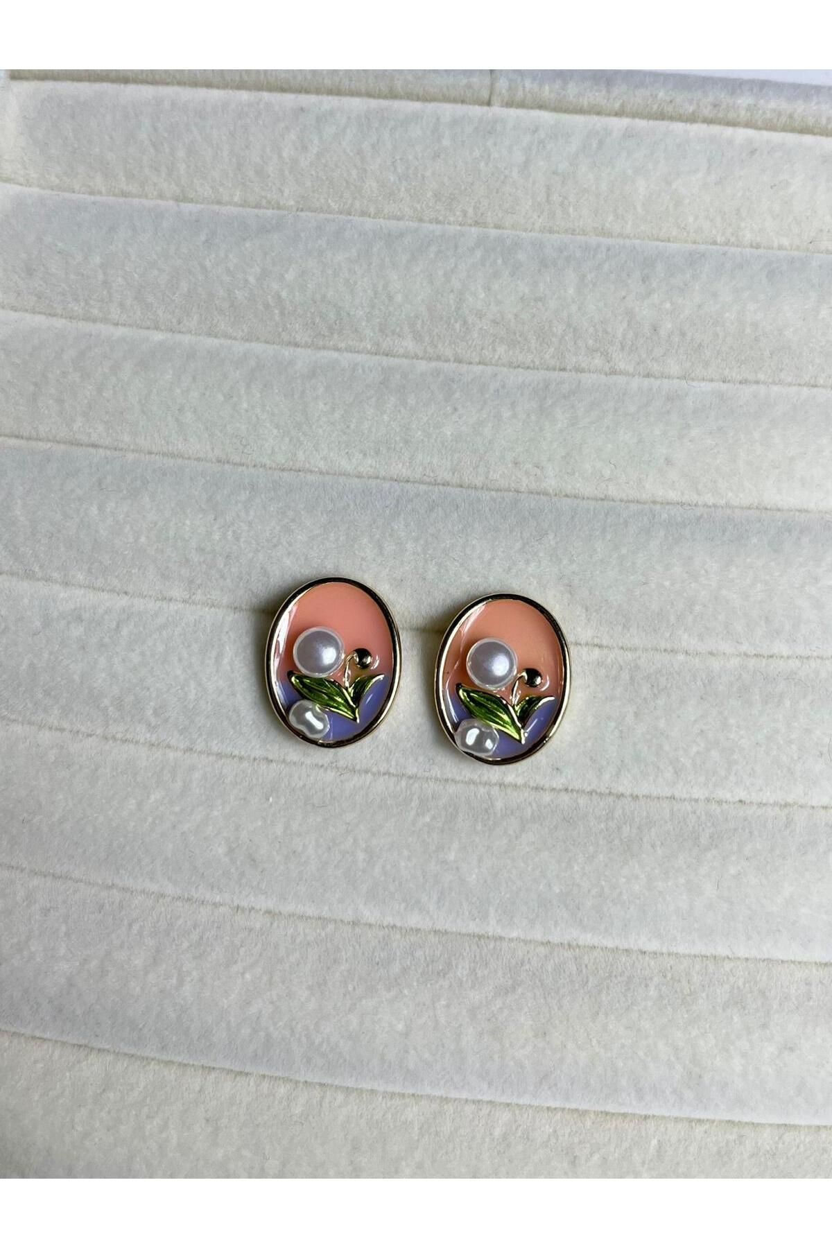 Orvix Accessories ÇELİK KARARMAZ PEMBE VİNTAGE KADIN KÜPE YAZLIK KÜPE ABİYE KÜPE HEDİYELİK KÜPE