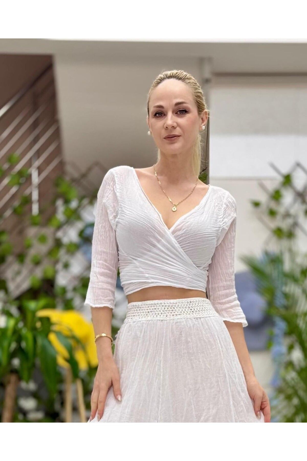 Punta Otantik MR28301 Coton Crop Beyaz