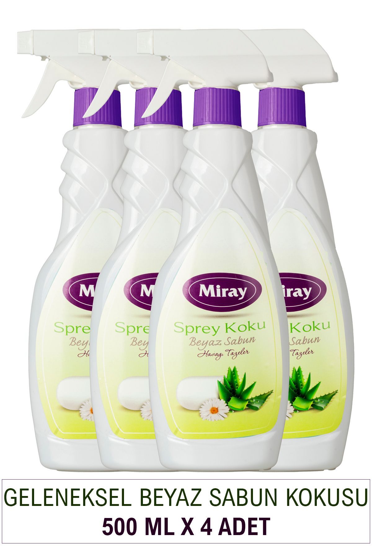 COOK Beyaz Sabun Kokulu Oda Spreyi – Ev, Ofis ve Araba İçin Temiz ve Ferah Koku – 500 ML x 4 Adet