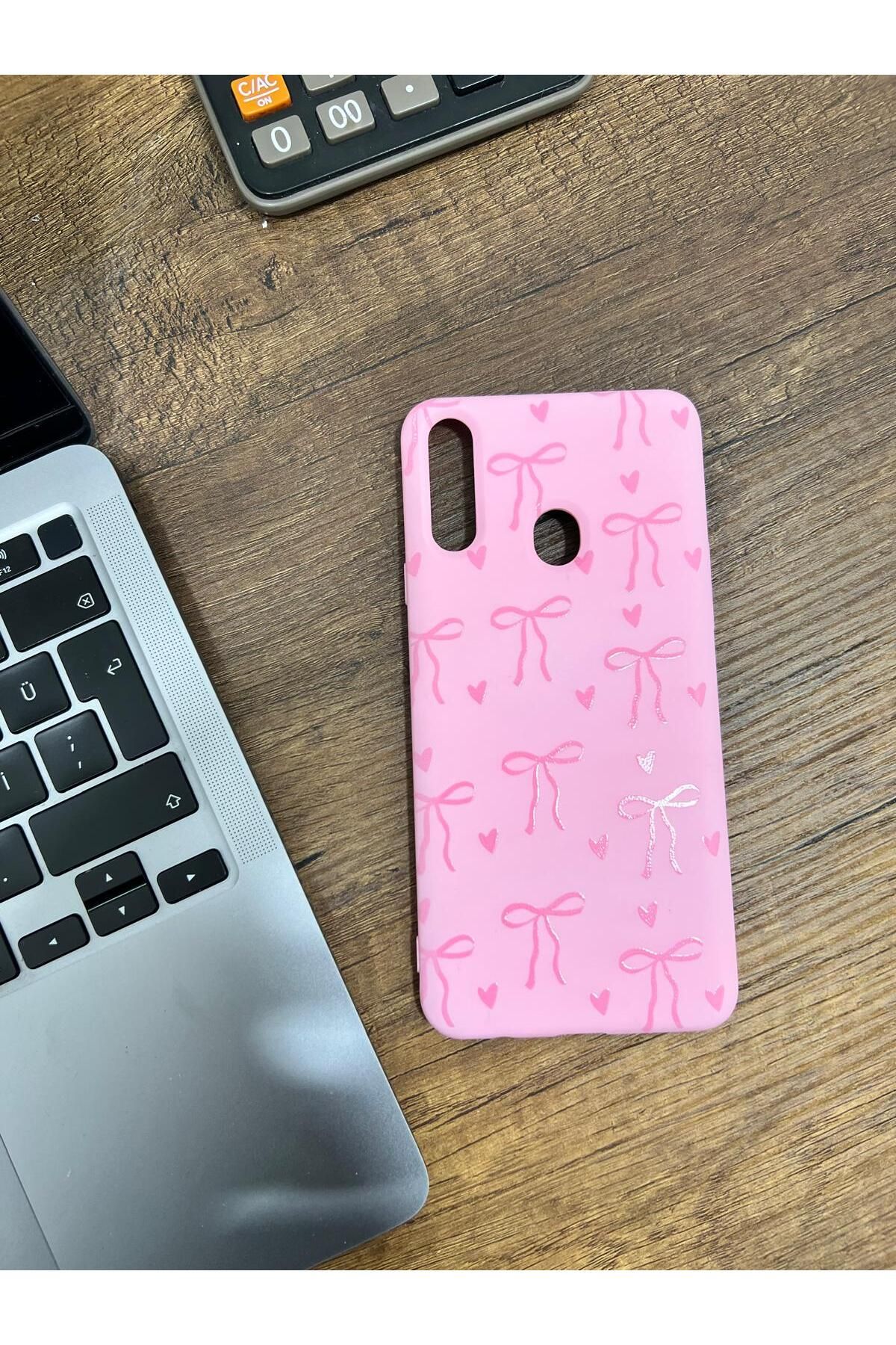 HZR Samsung A20s Kurdele Desenli Pembe Silikon Kılıf