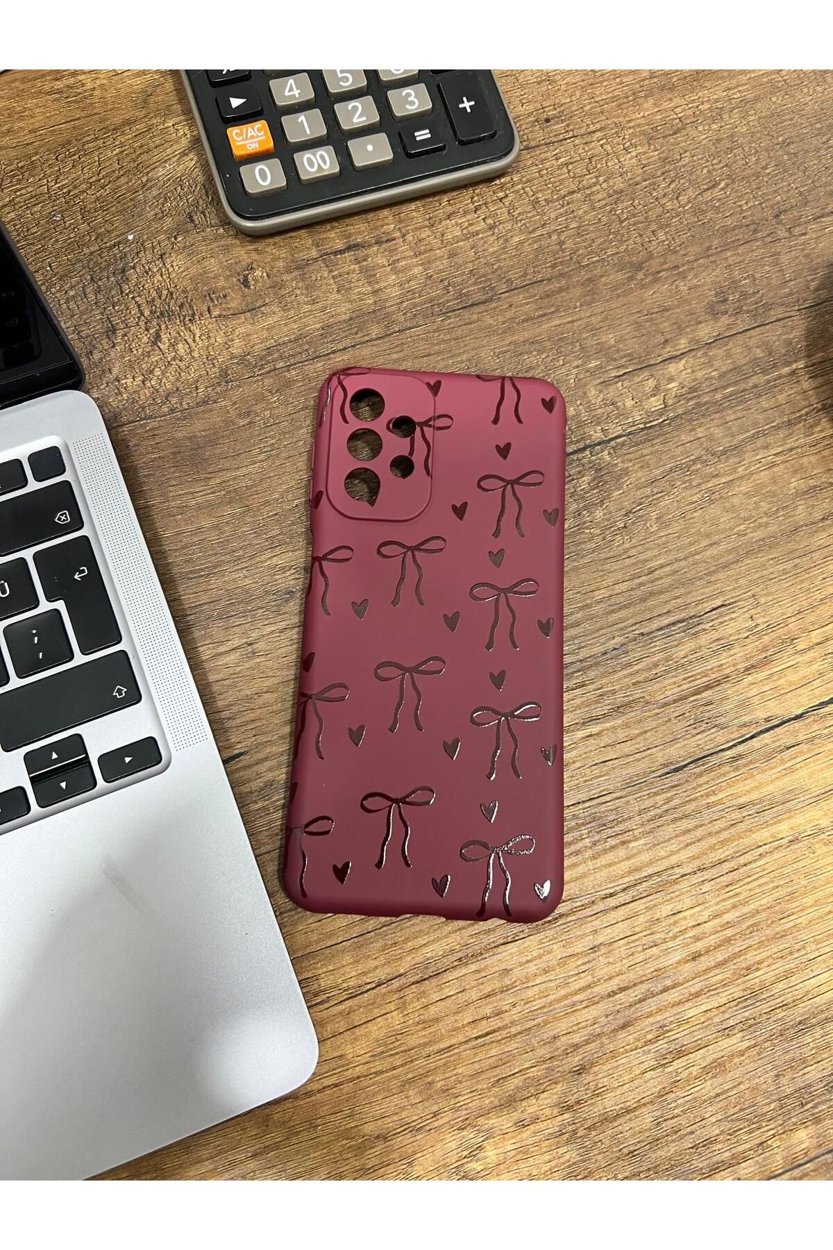 HZR Samsung A23 Kurdele Desenli Bordo Silikon Kılıf