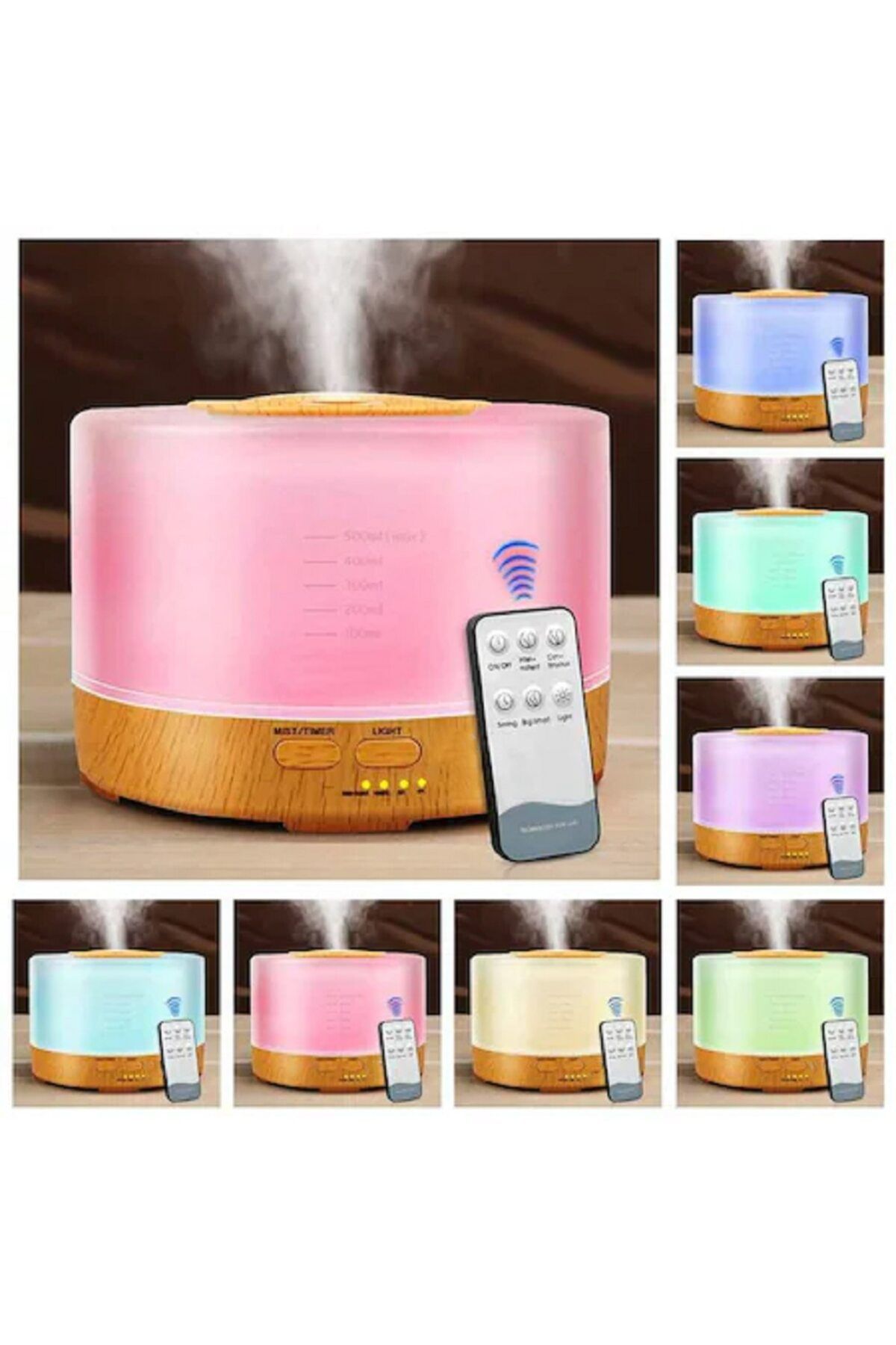 MACVI-Macvi® Aromatherapy Diffuser with Remote Control, 7 Color LED and Humidifier Function, 500 ml 3