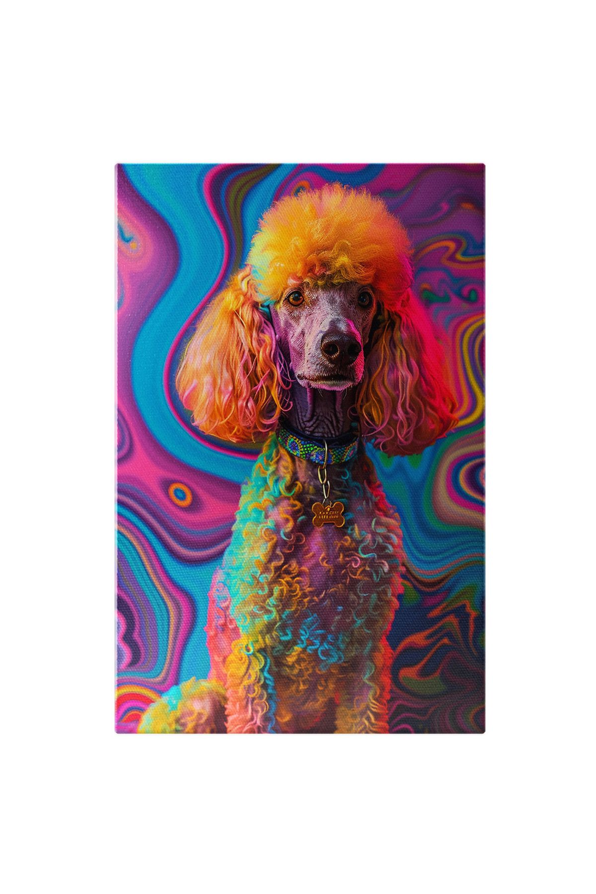 StoryGift Romania Tablou Canvas: Armonia Cromatică A Unui Poodle - O Călătorie Prin Curcubeu Pictura Digitala - 40 x 25