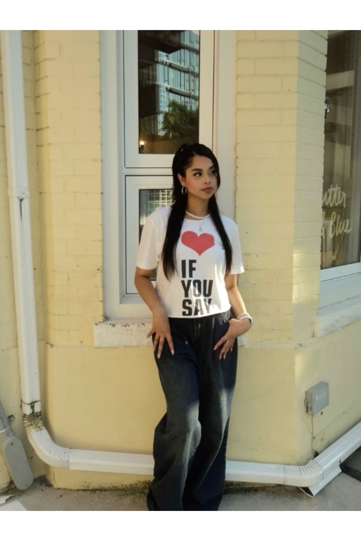 DEEFWEAR DREICH LOVE IF YOU SAY BASKILI BEYAZ TSHIRT