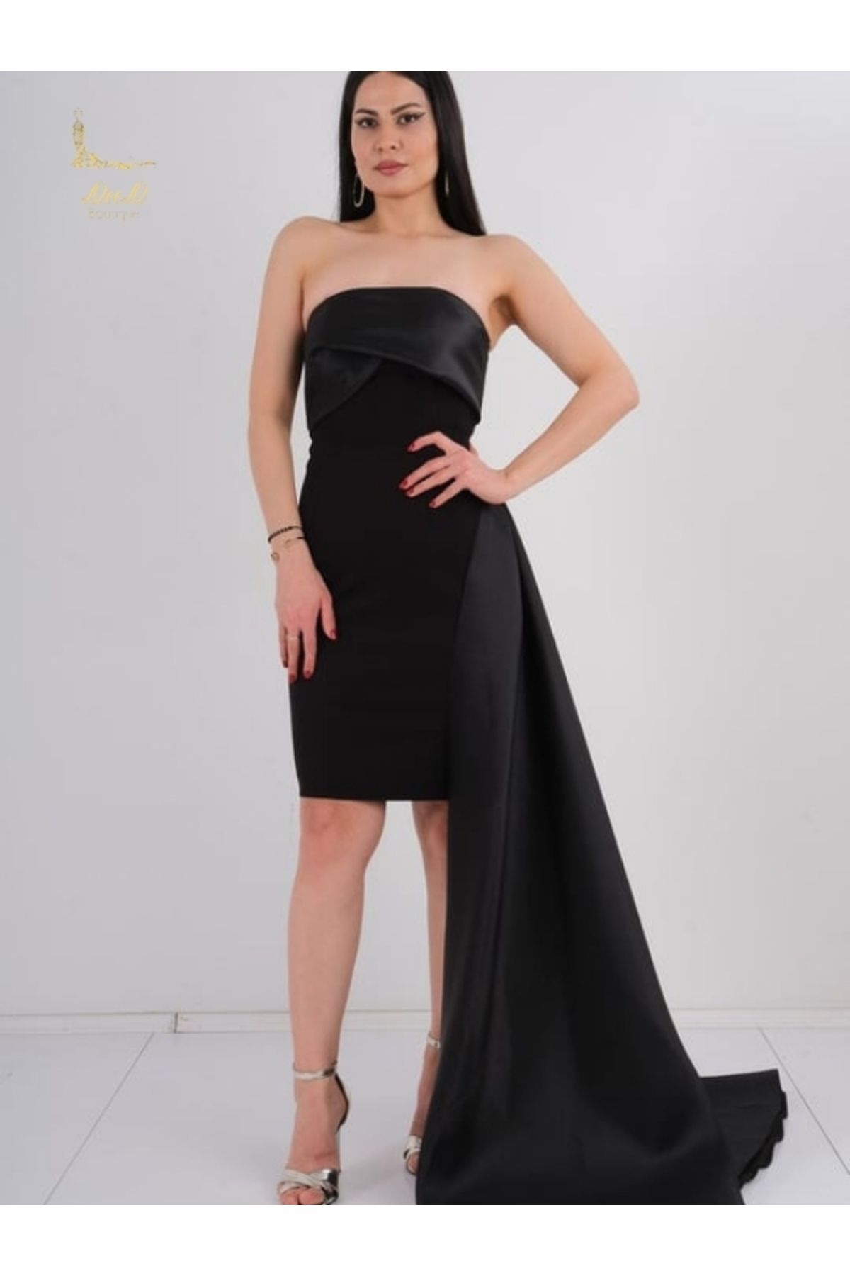 DeeD Boutique Straplez Siyah Mini Abiye Elbise